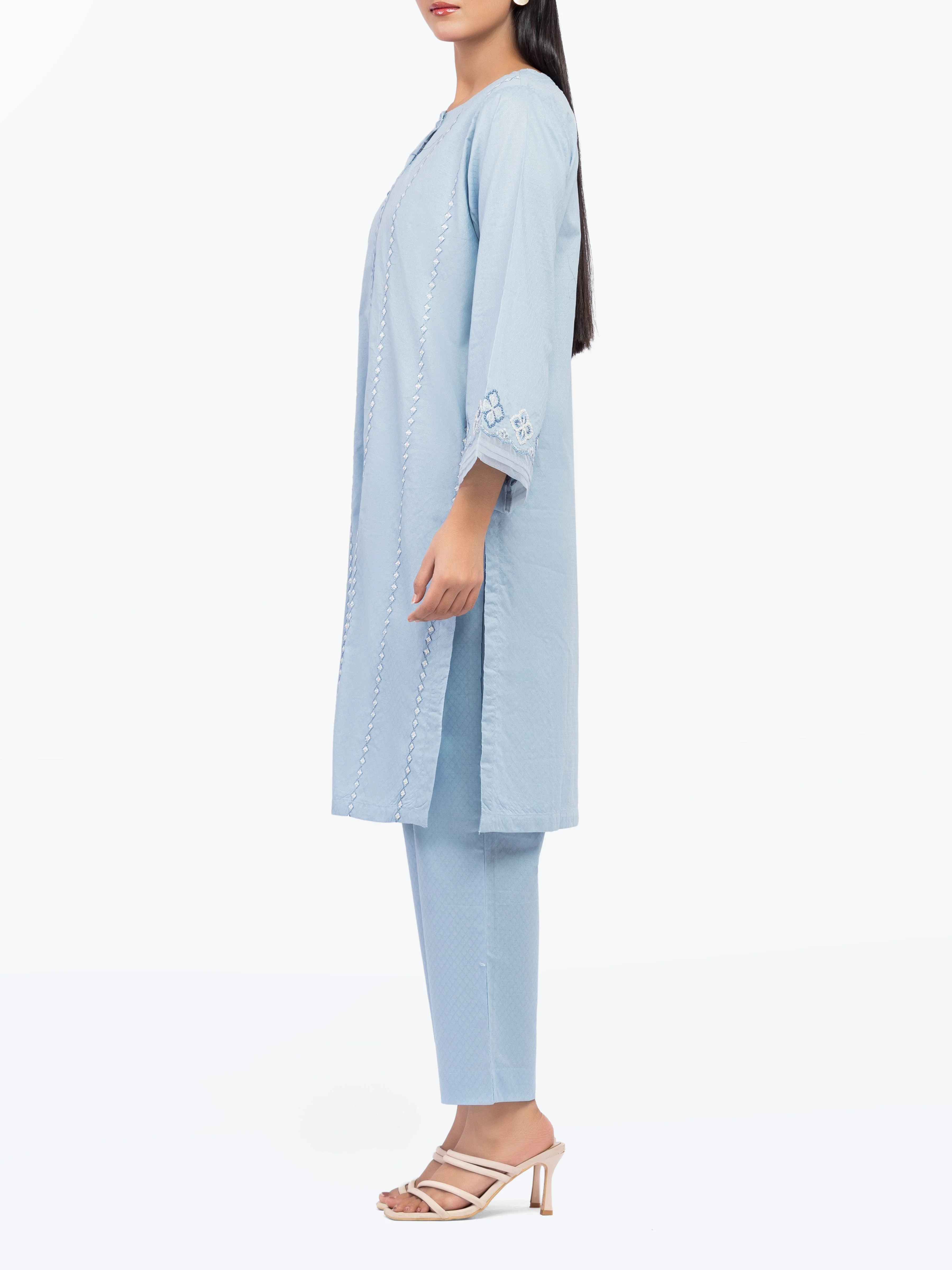 Embroidered Dobby Shirt Trouser - EWTKE24-81452ST - Image 4