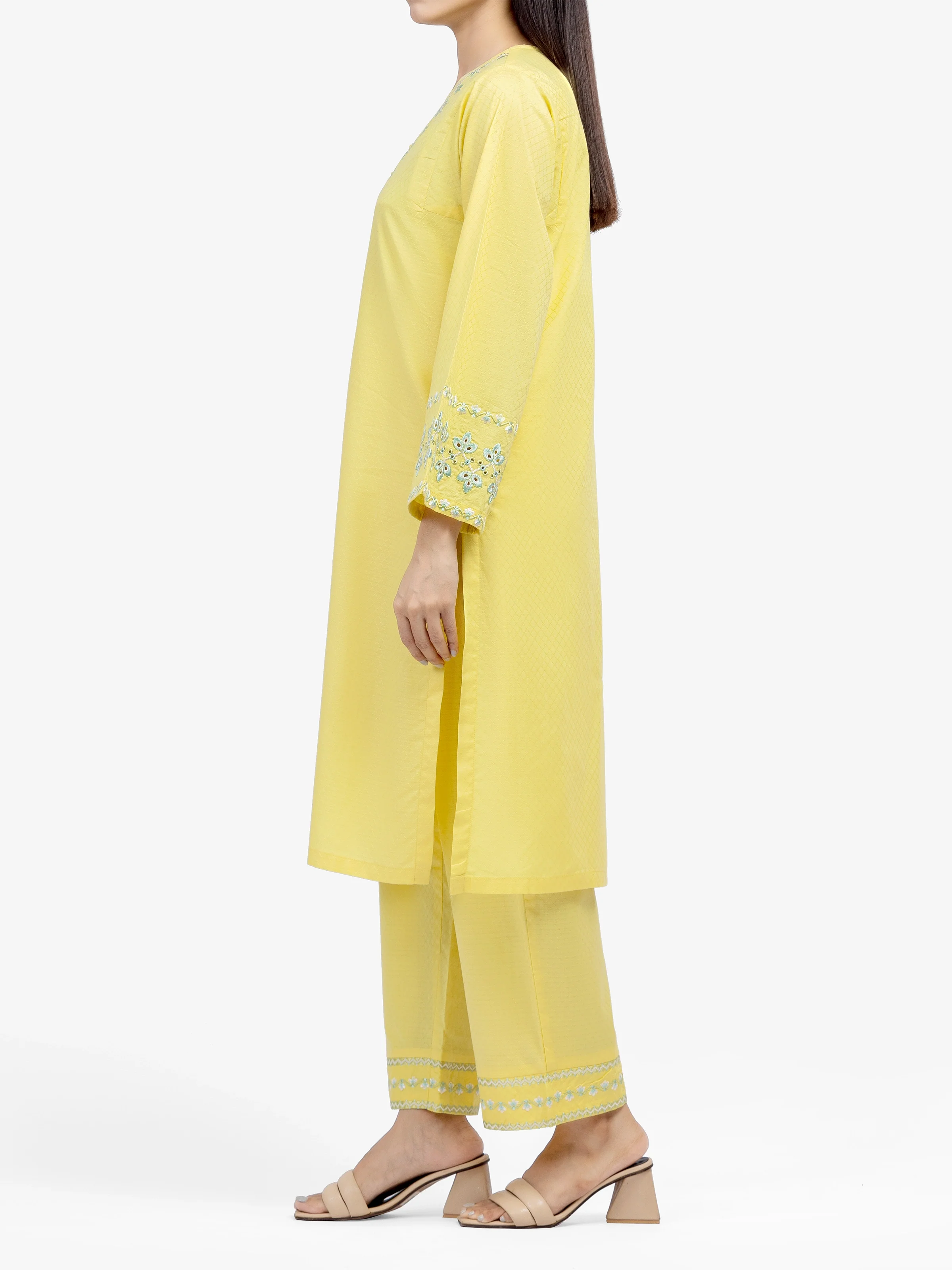 Embroidered Dobby Shirt Trouser - EWTKE24-81455ST - Image 4