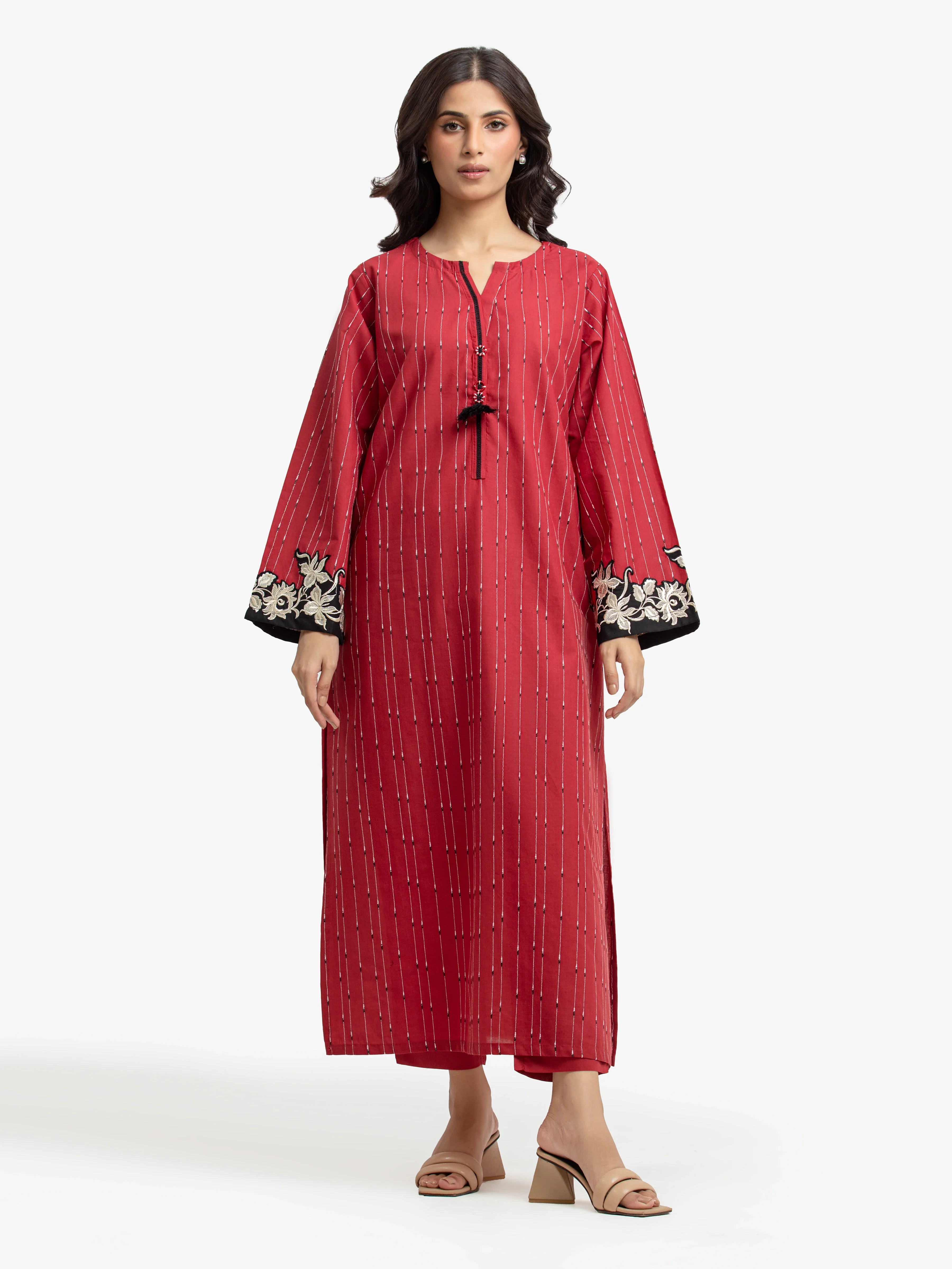 Embroidered Jacquard Shirt Trouser - EWTKE24-69702ST - Image 2