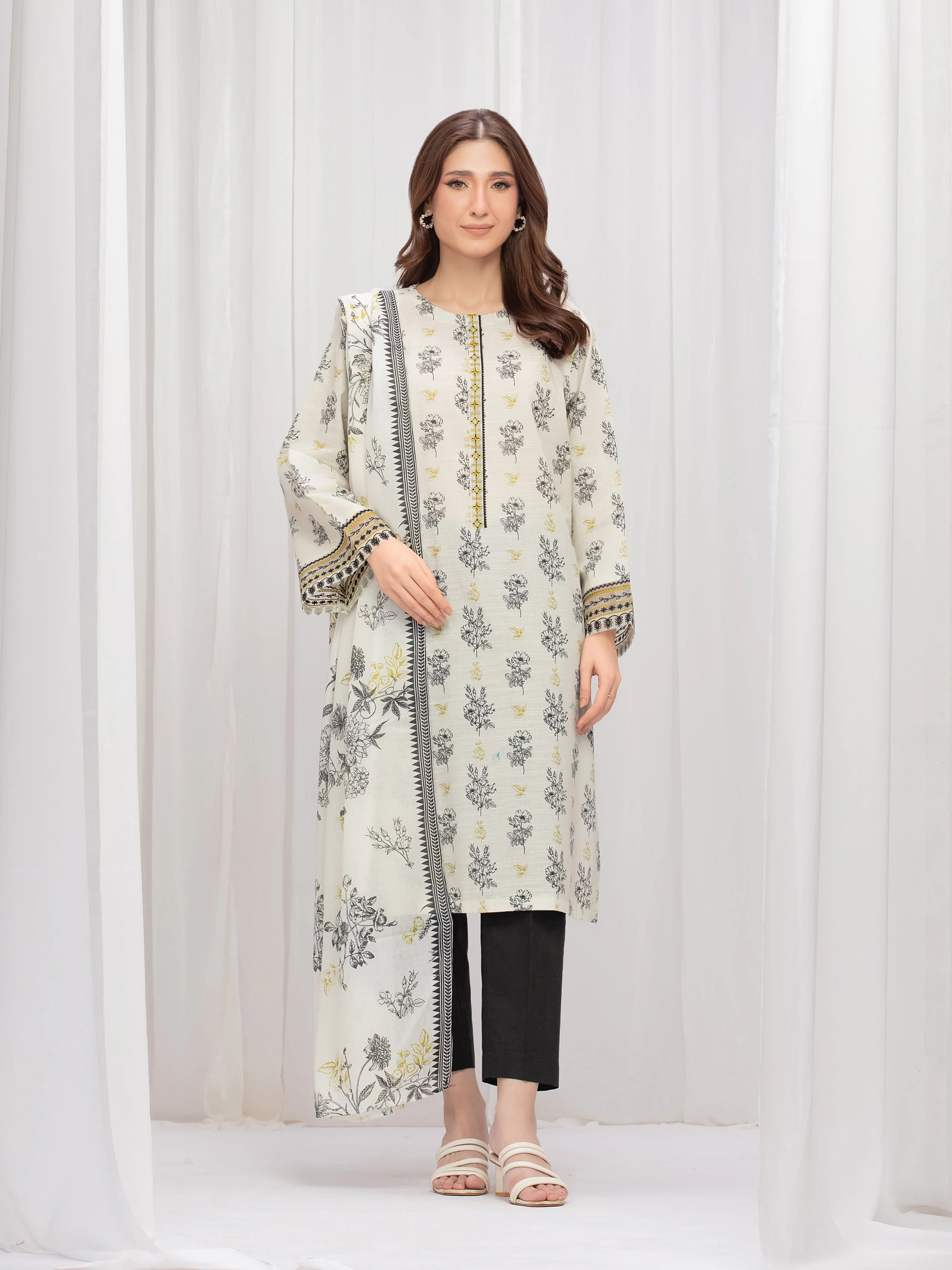 Embroidered Khaddar Shirt Dupatta - EWTKE24-81320SD