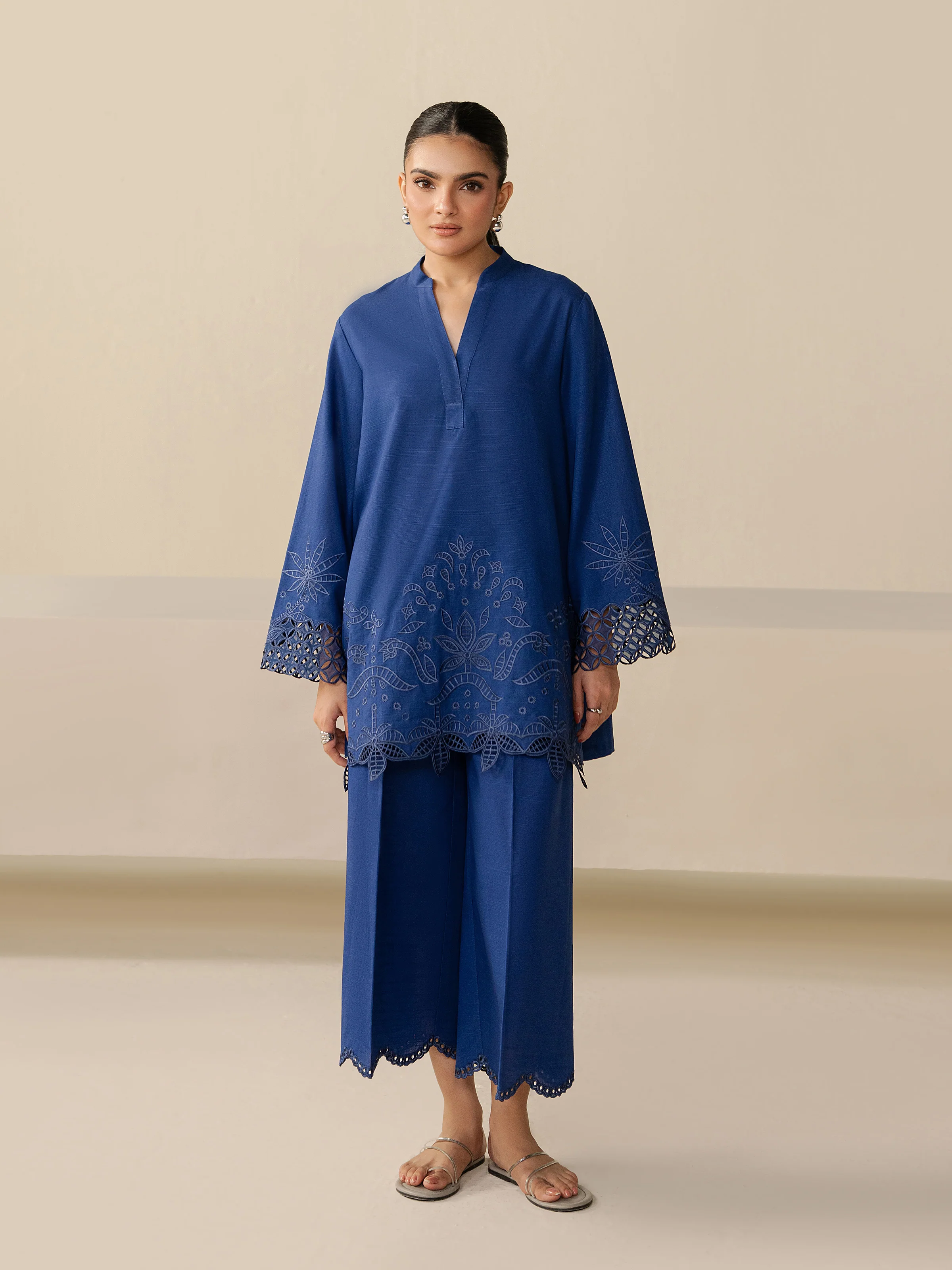 Embroidered Khaddar Co-Ord Set - EWTKED5-84001ST