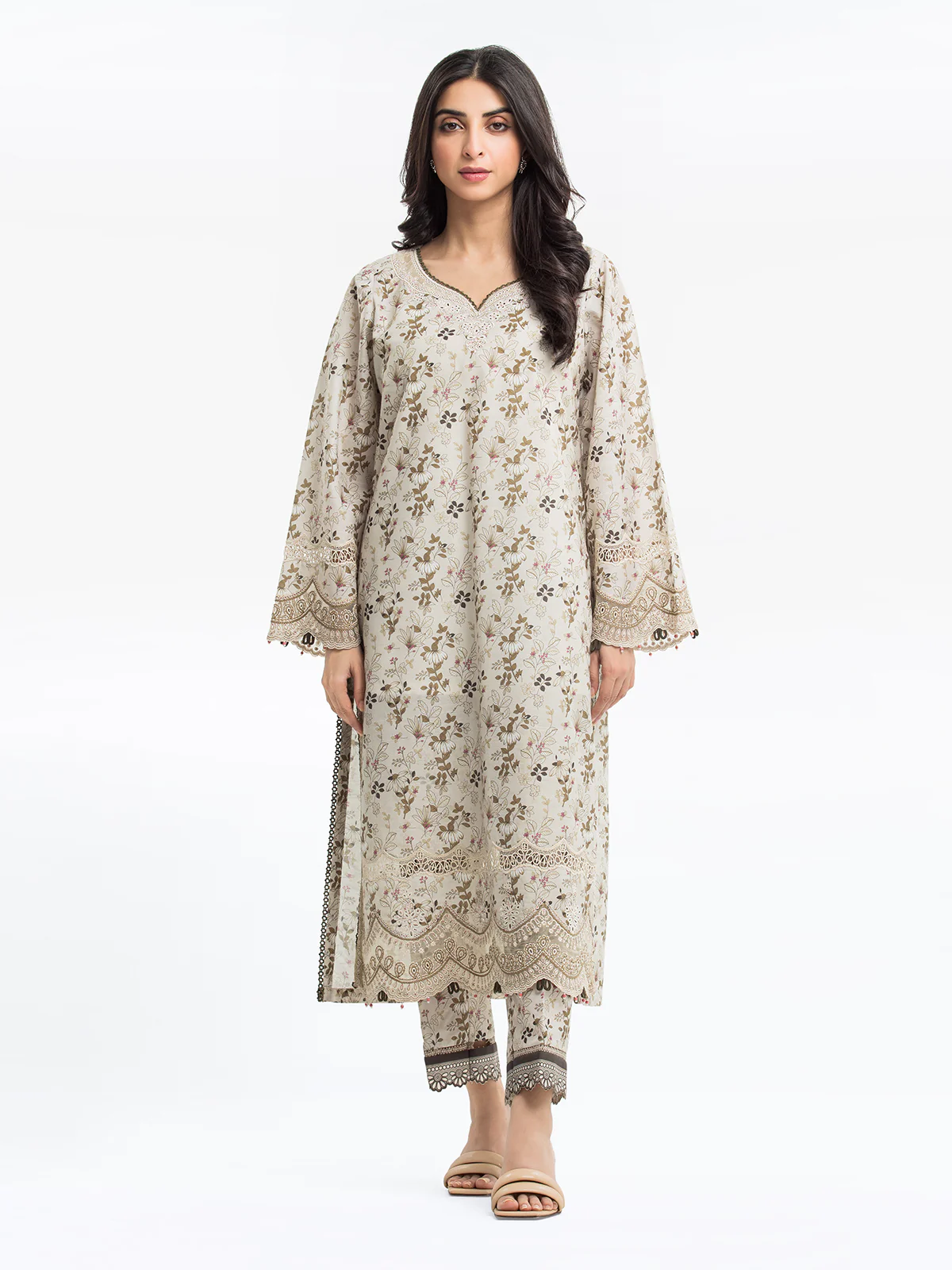 Embroidered Lawn Slub Suit - EWTKE24-69637-3P - Image 2