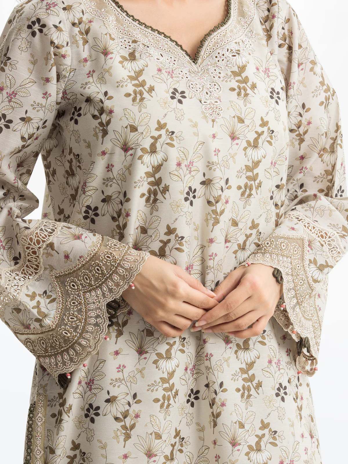 Embroidered Lawn Slub Suit - EWTKE24-69637-3P - Image 3