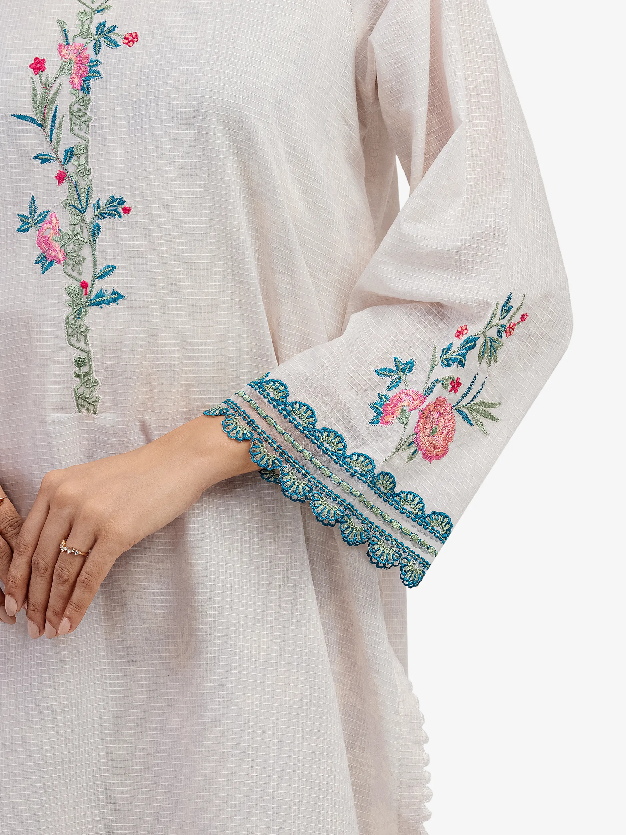 Embroidered Lawn Slub Shirt Trouser - EWTKE5-81675ST - Image 3