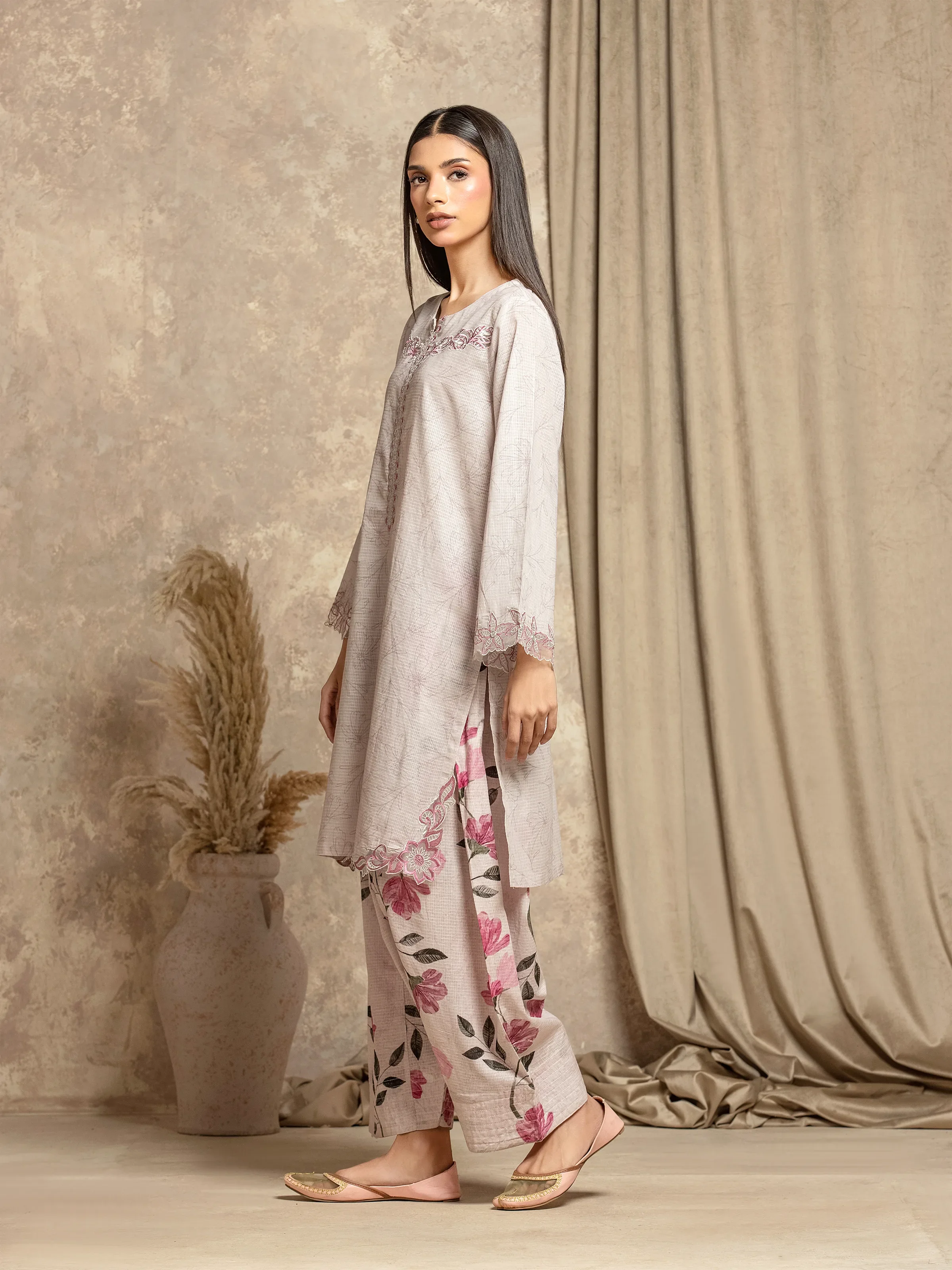 Embroidered Lawn Slub Shirt Trouser - EWTKE5-81679ST - Image 5