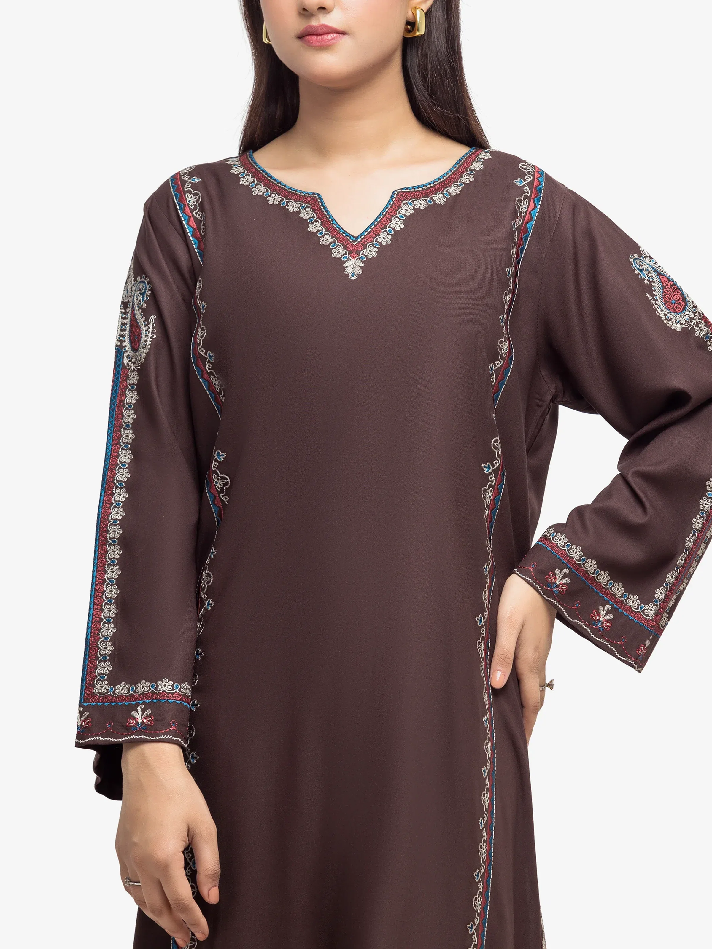 Embroidered Marina Twill Viscose Shirt Trouser - EWTKE24-81541ST - Image 2