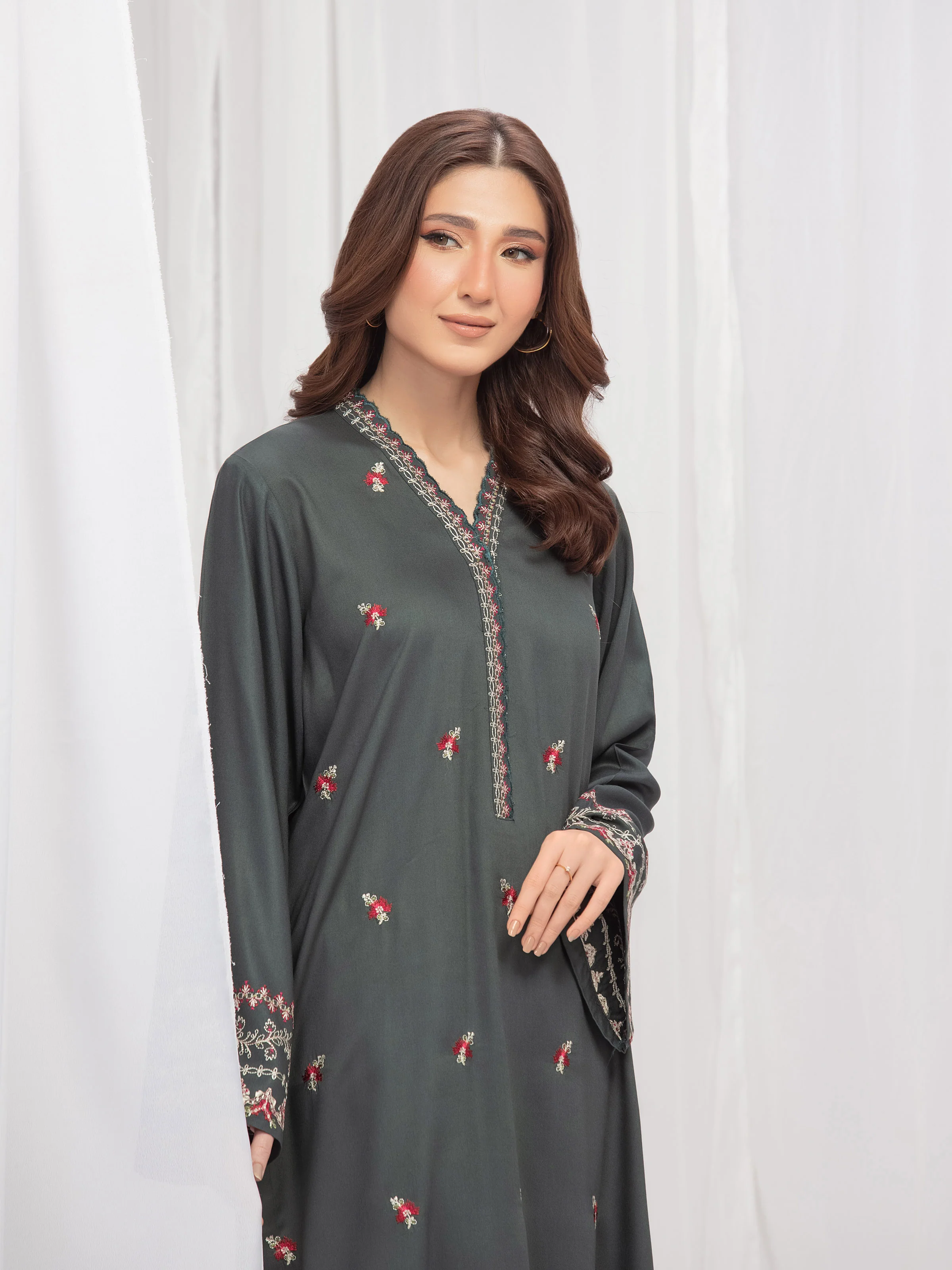 Embroidered Marina Twill Viscose Co-Ord Set - EWTKE24-81542ST - Image 2