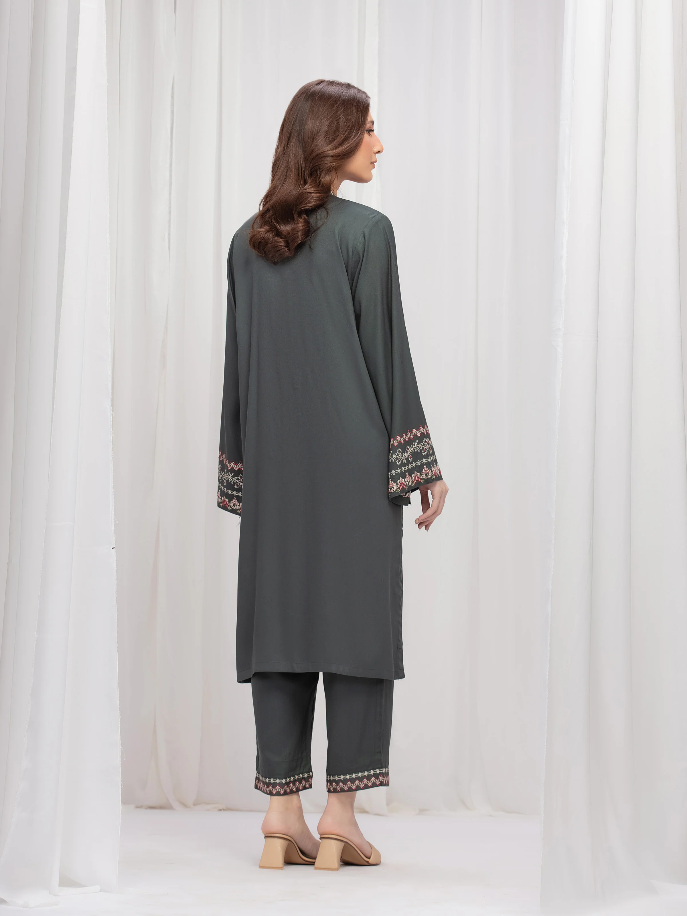 Embroidered Marina Twill Viscose Co-Ord Set - EWTKE24-81542ST - Image 5