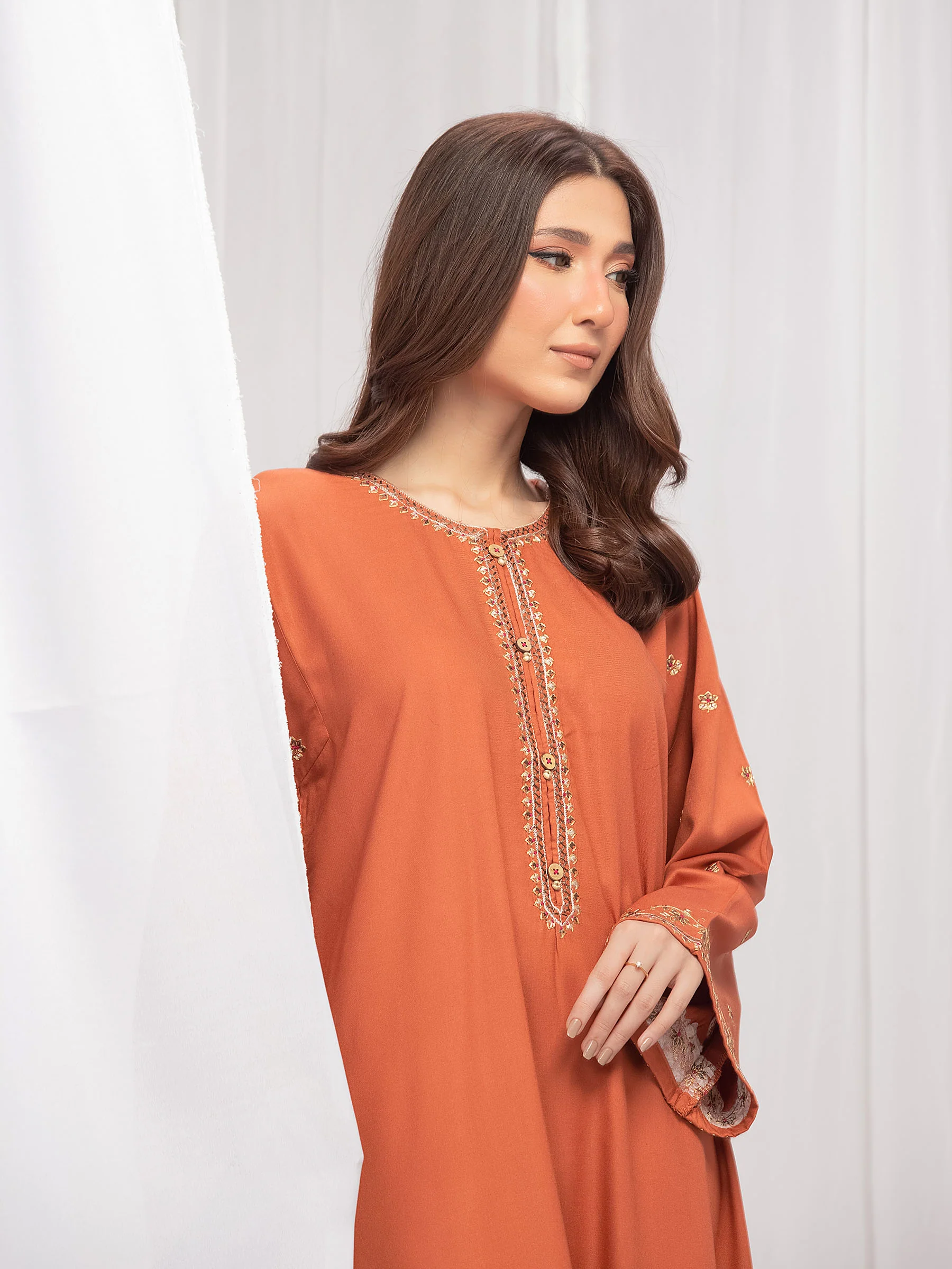 Embroidered Marina Twill Viscose Co-Ord Set - EWTKE24-81546ST - Image 2