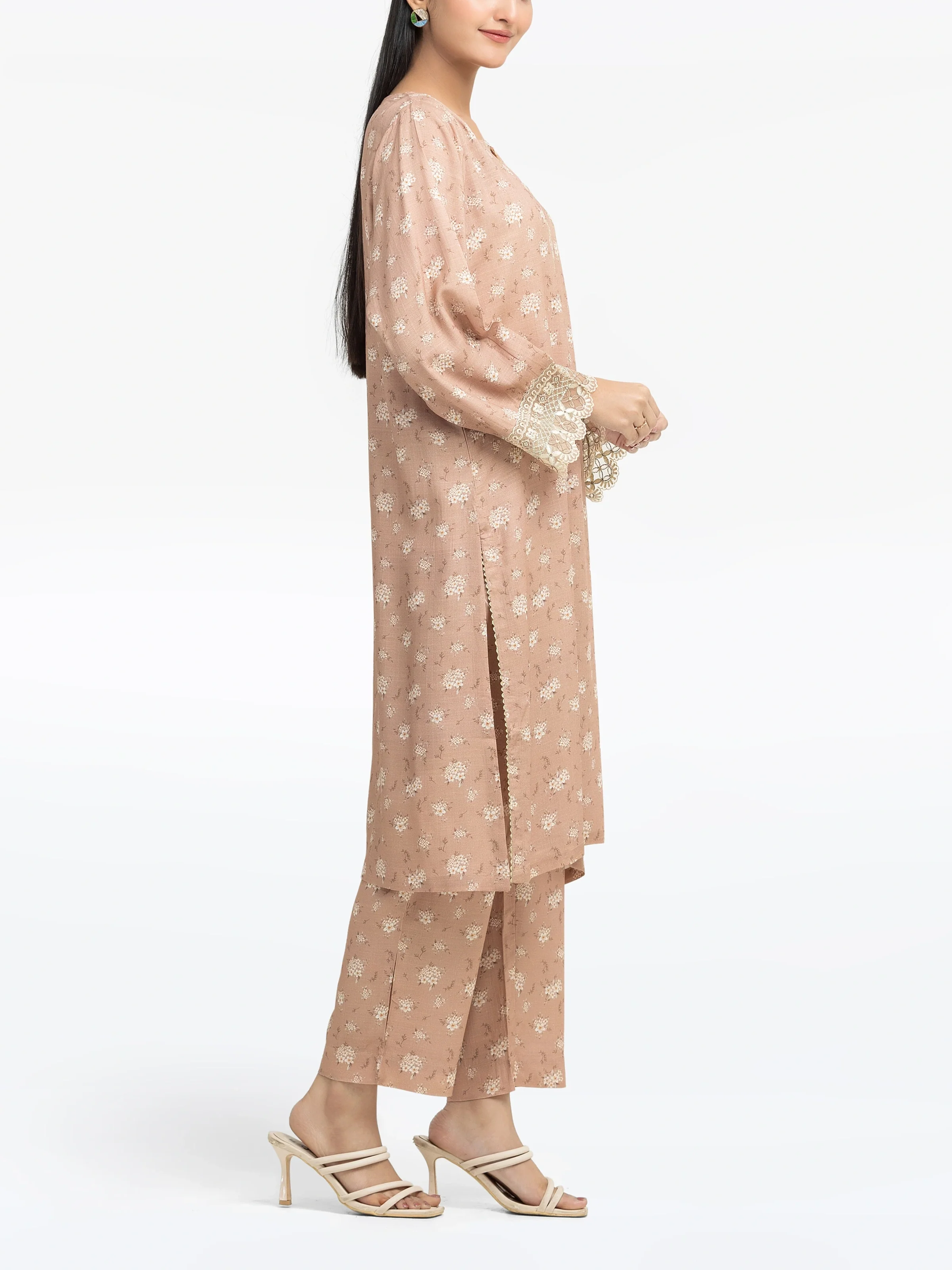 Embroidered Raw Silk Co-Ord Set - EWTKE24-81512ST - Image 5