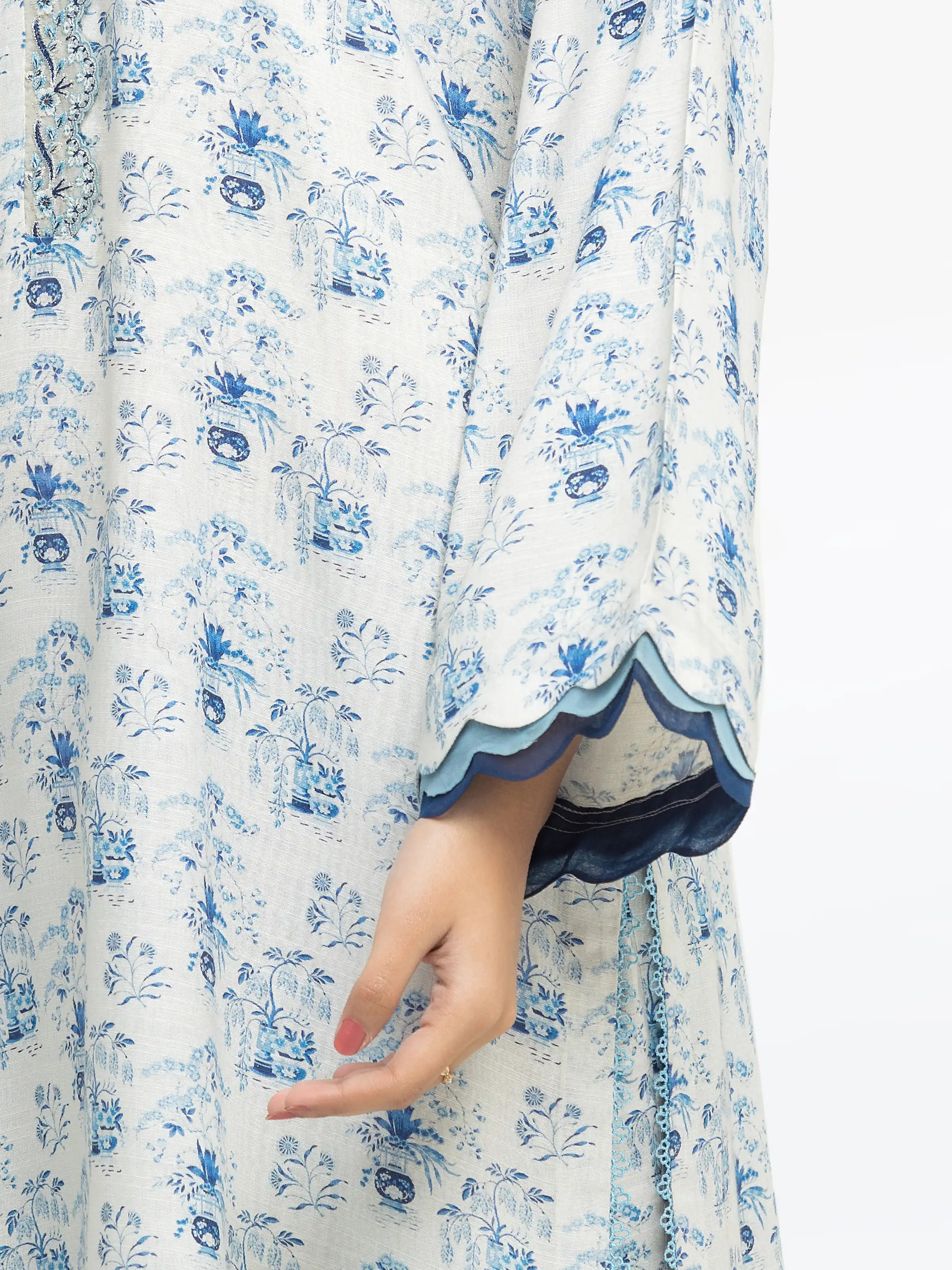 Embroidered Raw Silk Co-Ord Set - EWTKE24-81513ST - Image 4