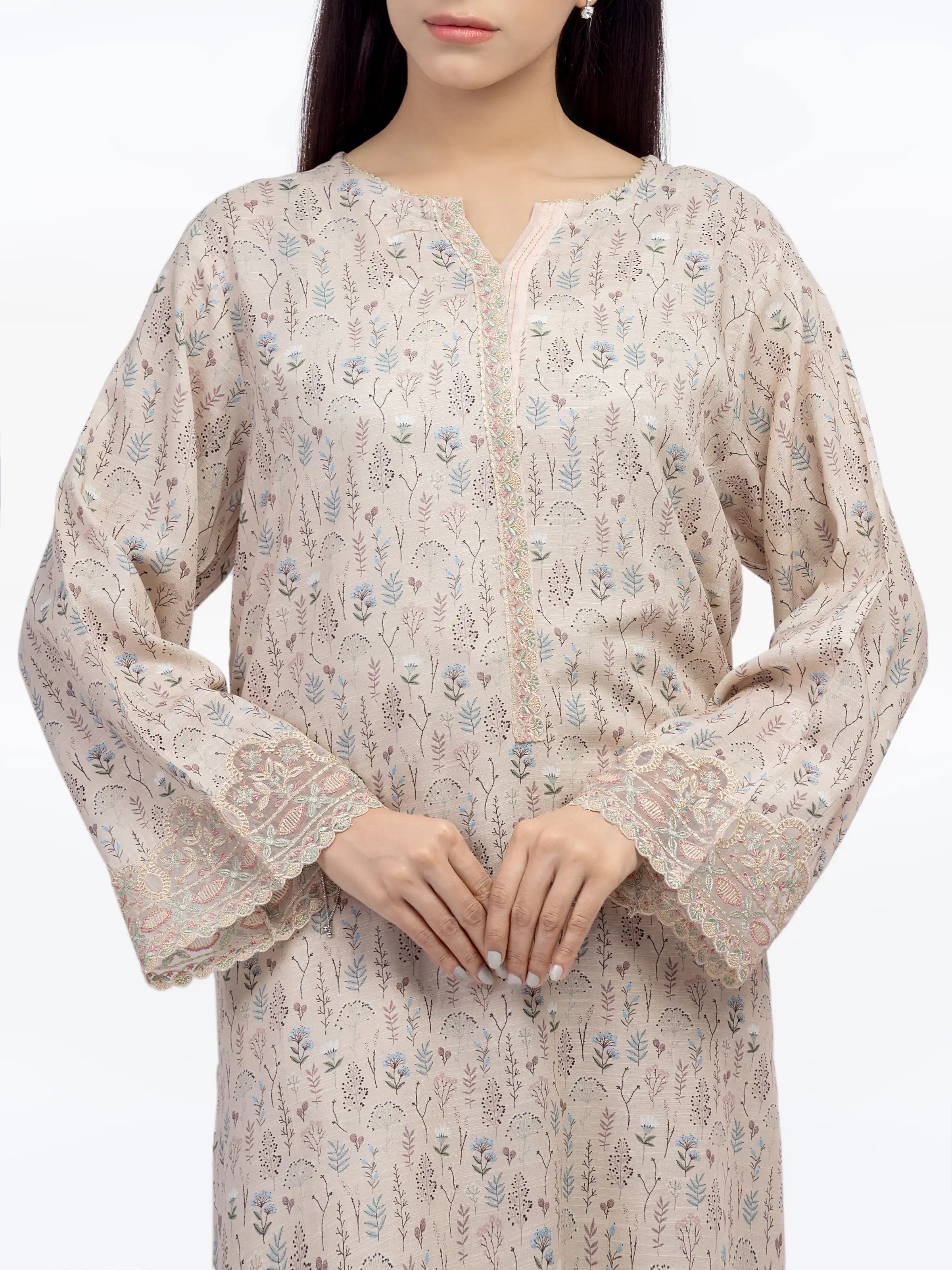 Embroidered Raw Silk Co-Ord Set - EWTKE24-81514ST - Image 2