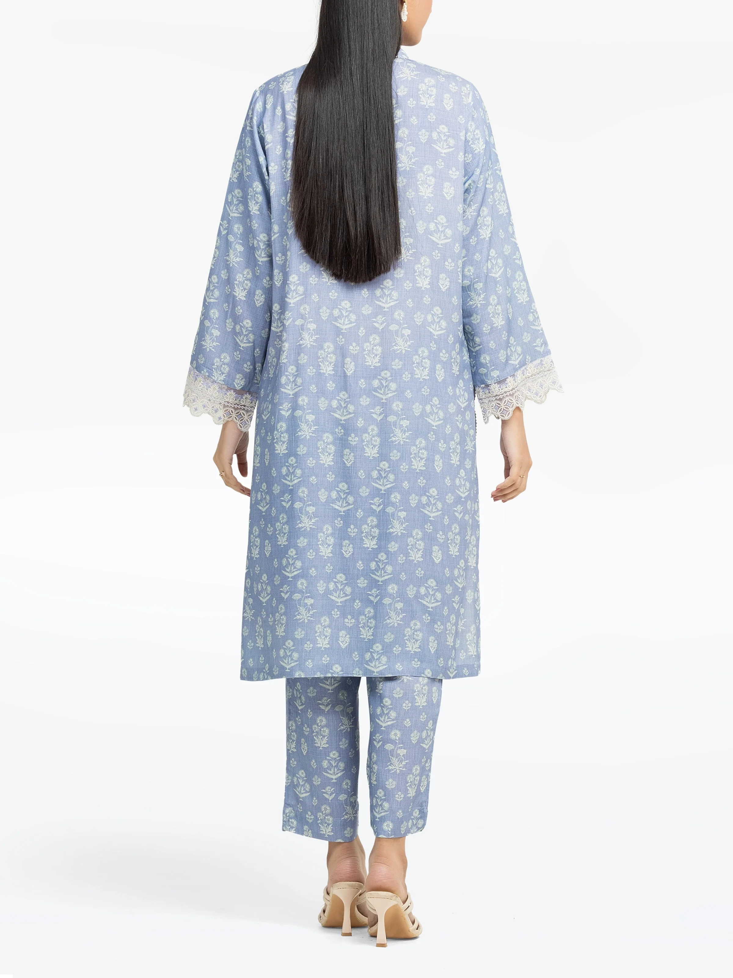 Embroidered Raw Silk Co-Ord Set - EWTKE24-81517ST - Image 5
