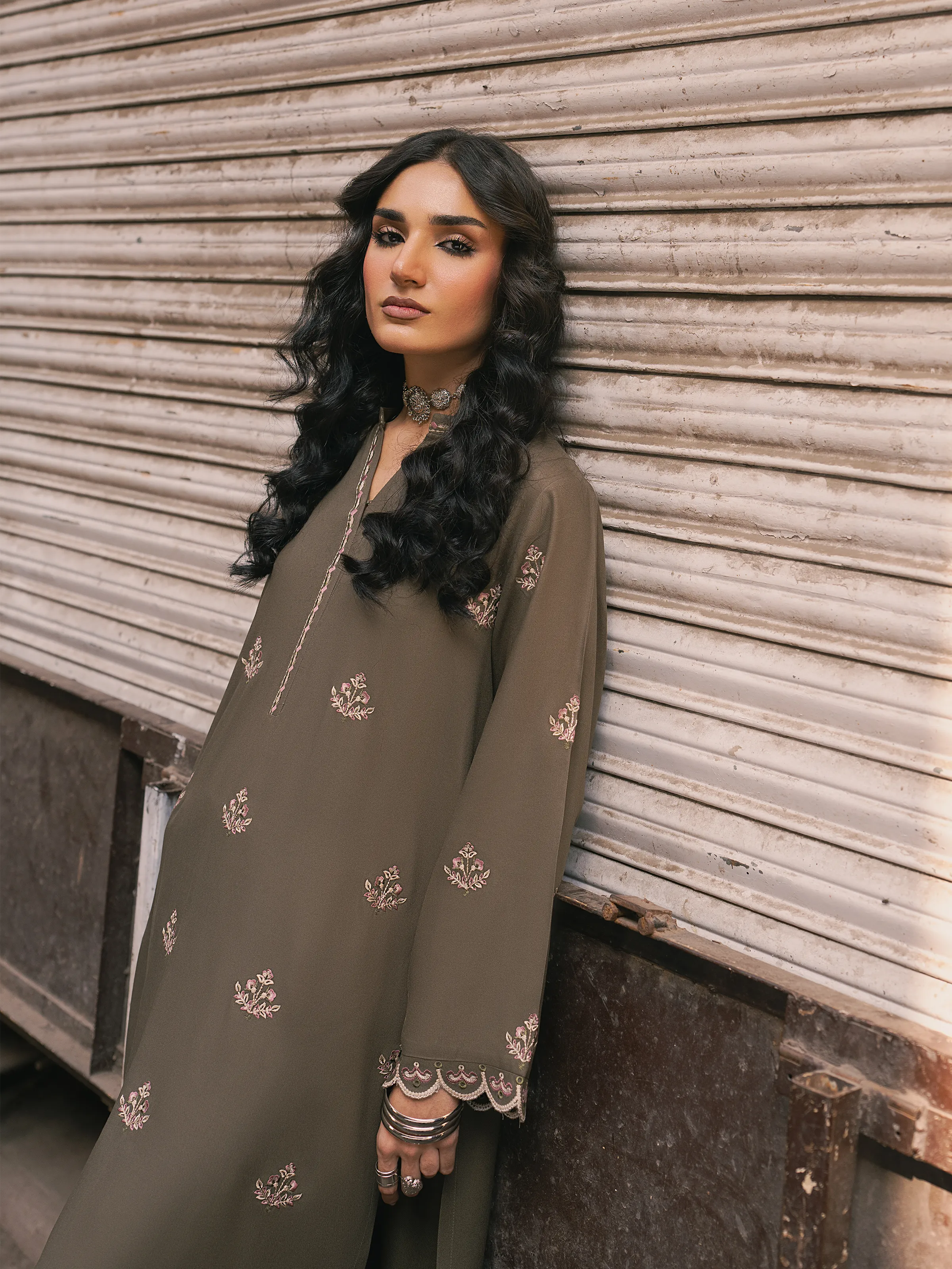 Embroidered Viscose Co-Ord Set - EWTKED5-84053ST - Image 4