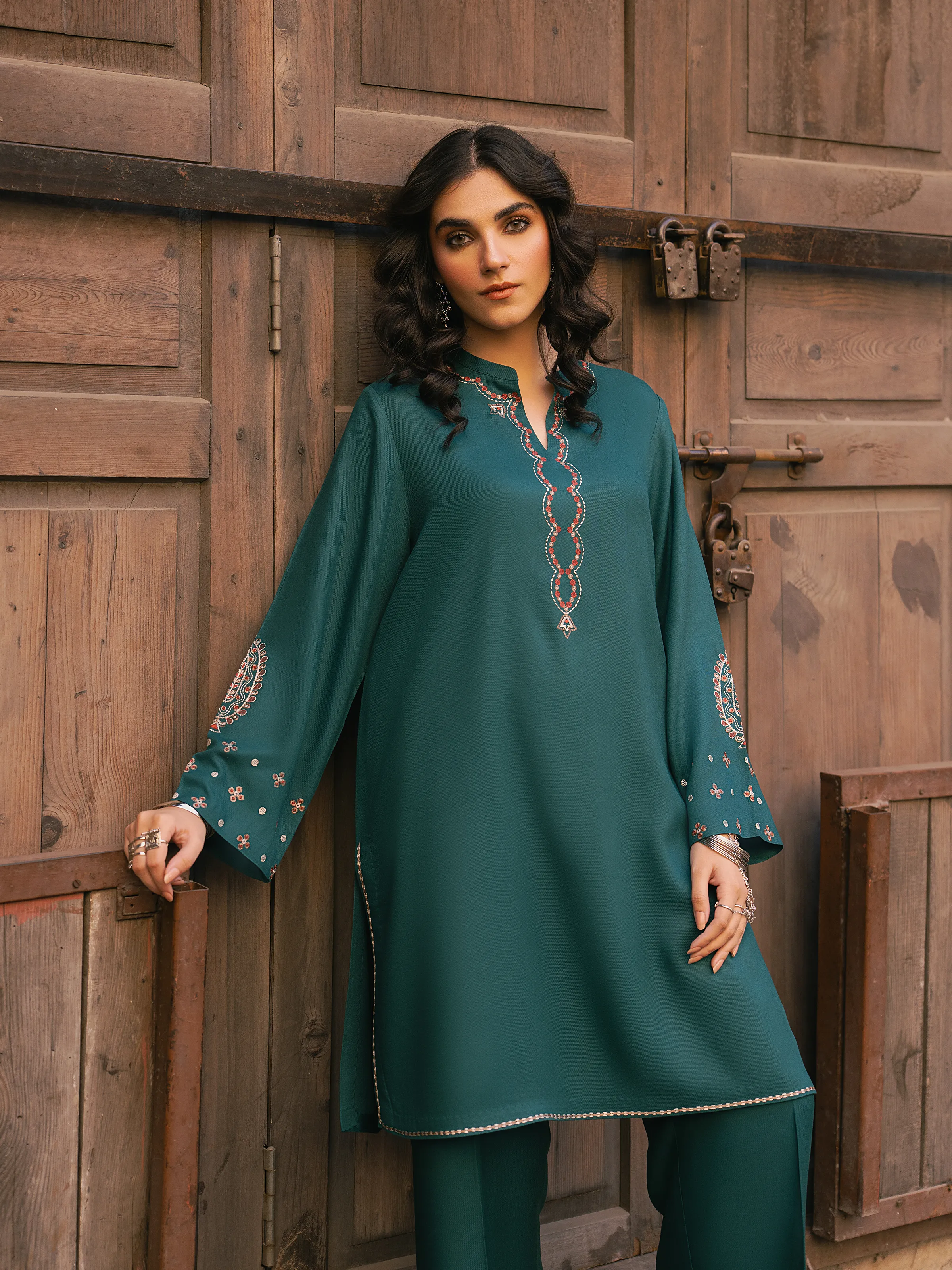 Embroidered Viscose Co-Ord Set - EWTKED5-84054ST - Image 2