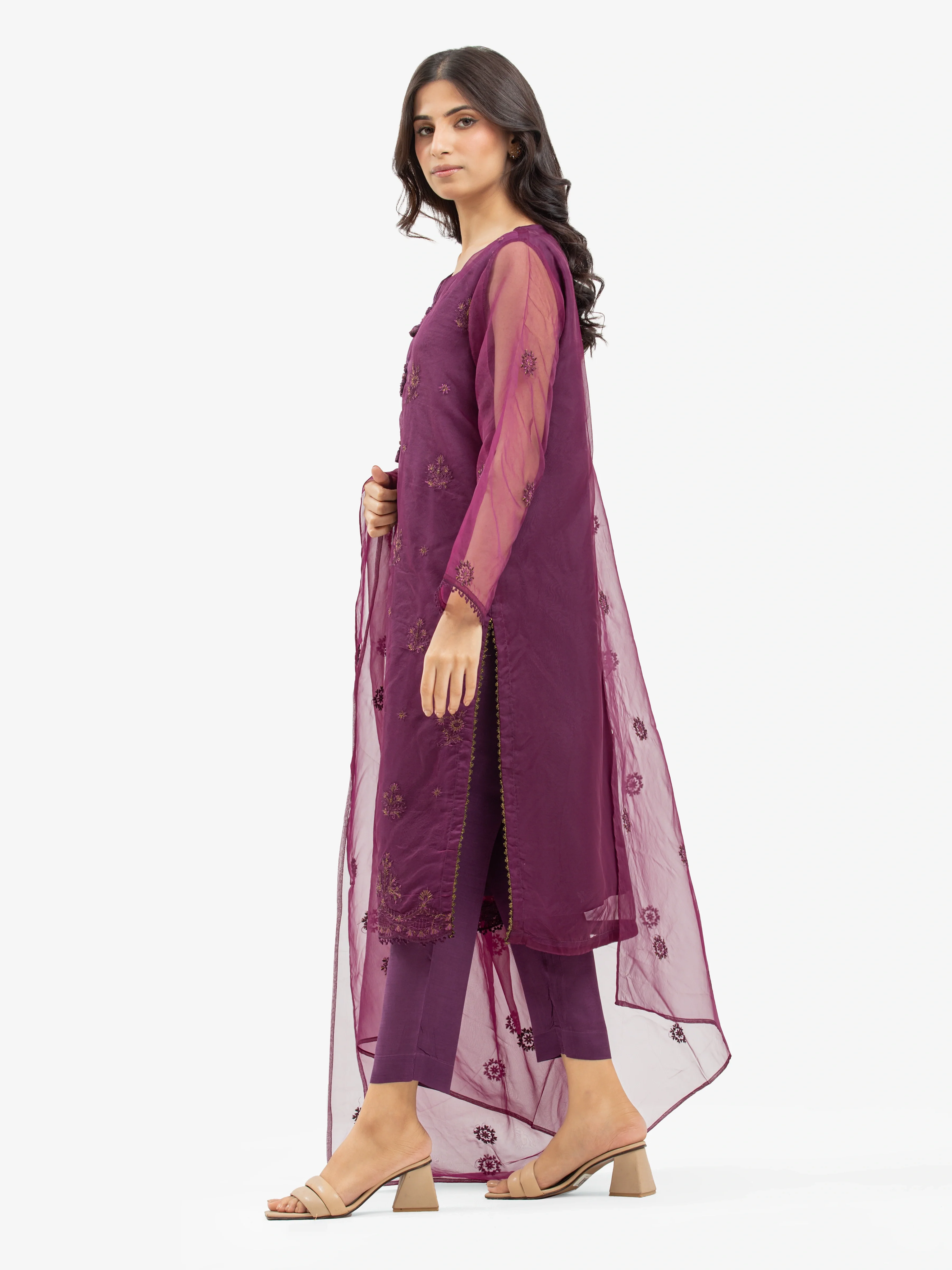 Embroidered Organza Shirt Trouser - EWTPLE24-00030ST - Image 4