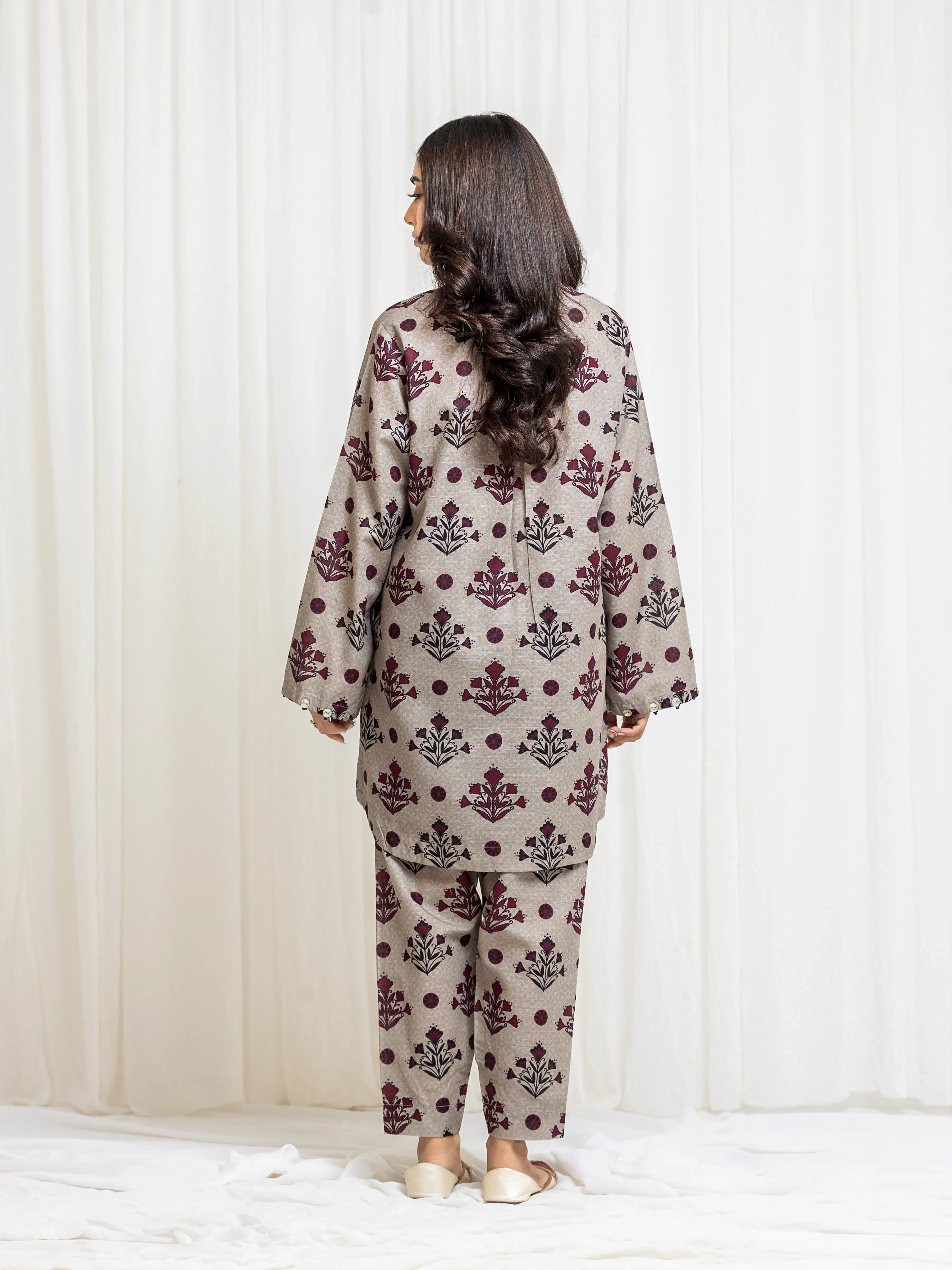 Printed Khaddar Co-Ord Set - EWTKP5-83011ST - Image 5