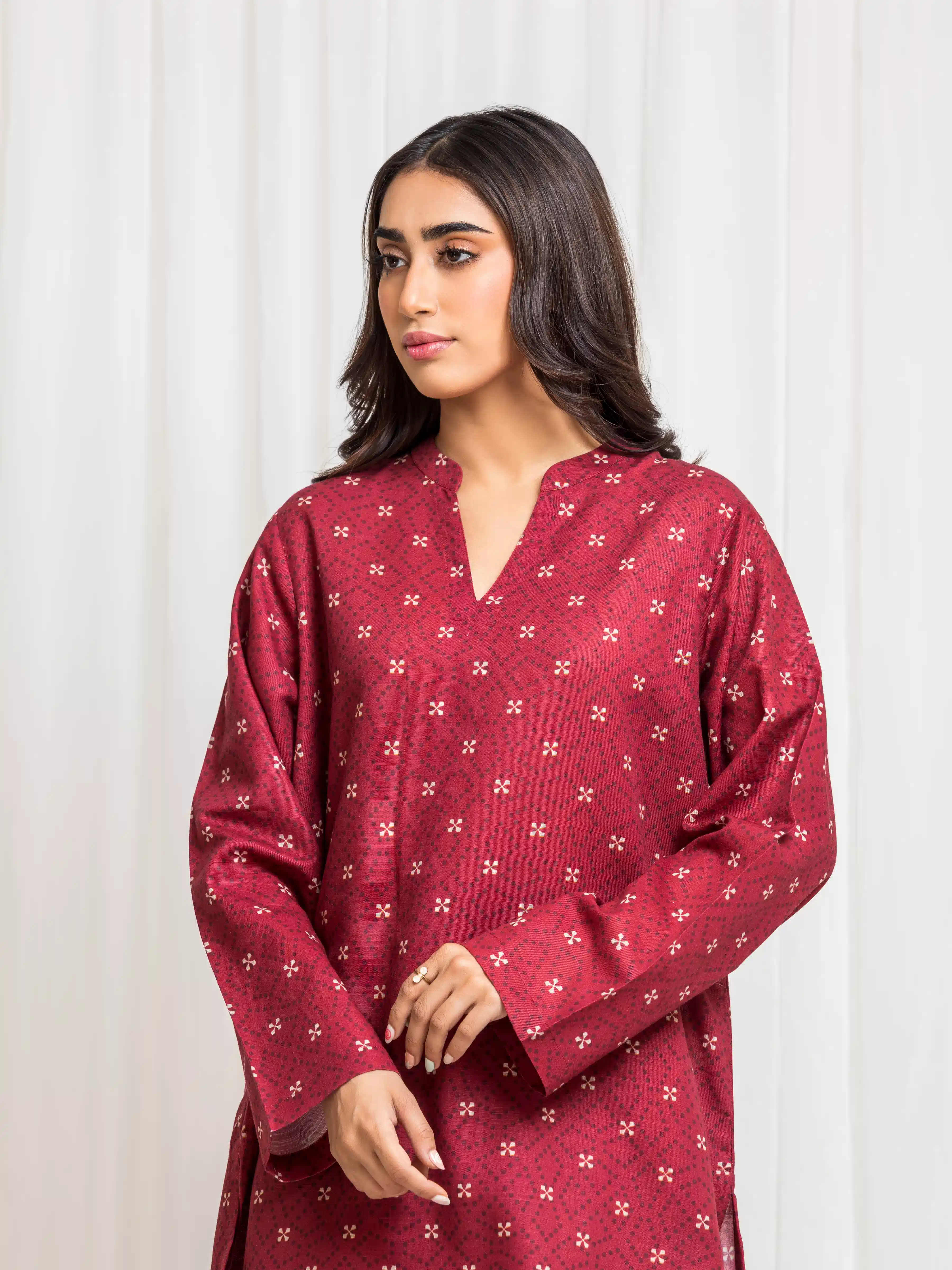 Printed Khaddar Co-Ord Set - EWTKP5-83014ST - Image 2