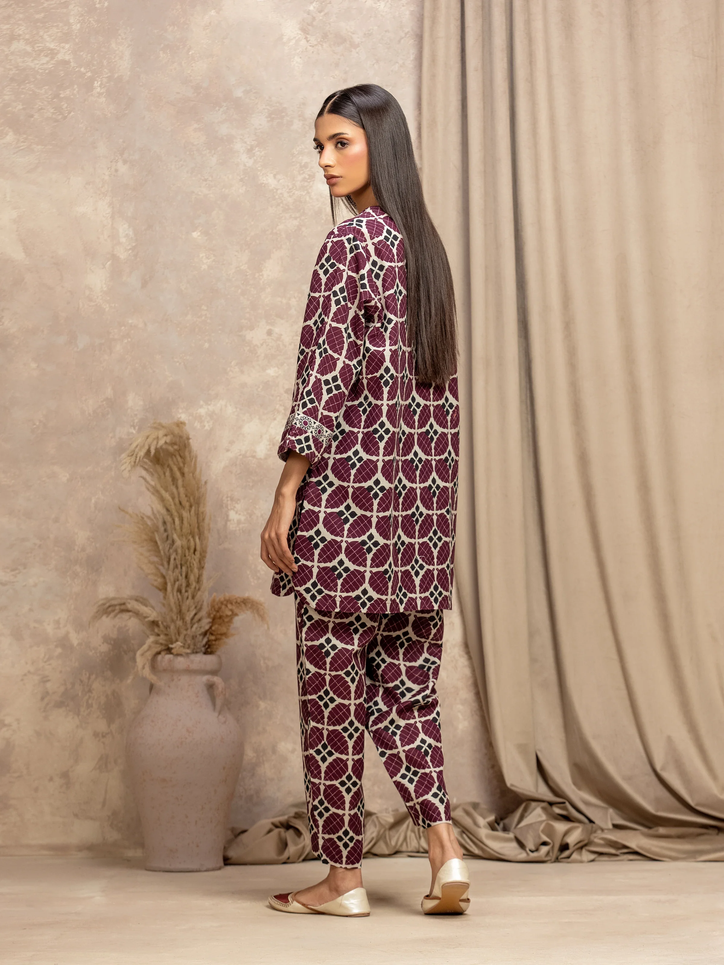 Printed Khaddar Co-Ord Set - EWTKP5-84028ST - Image 6