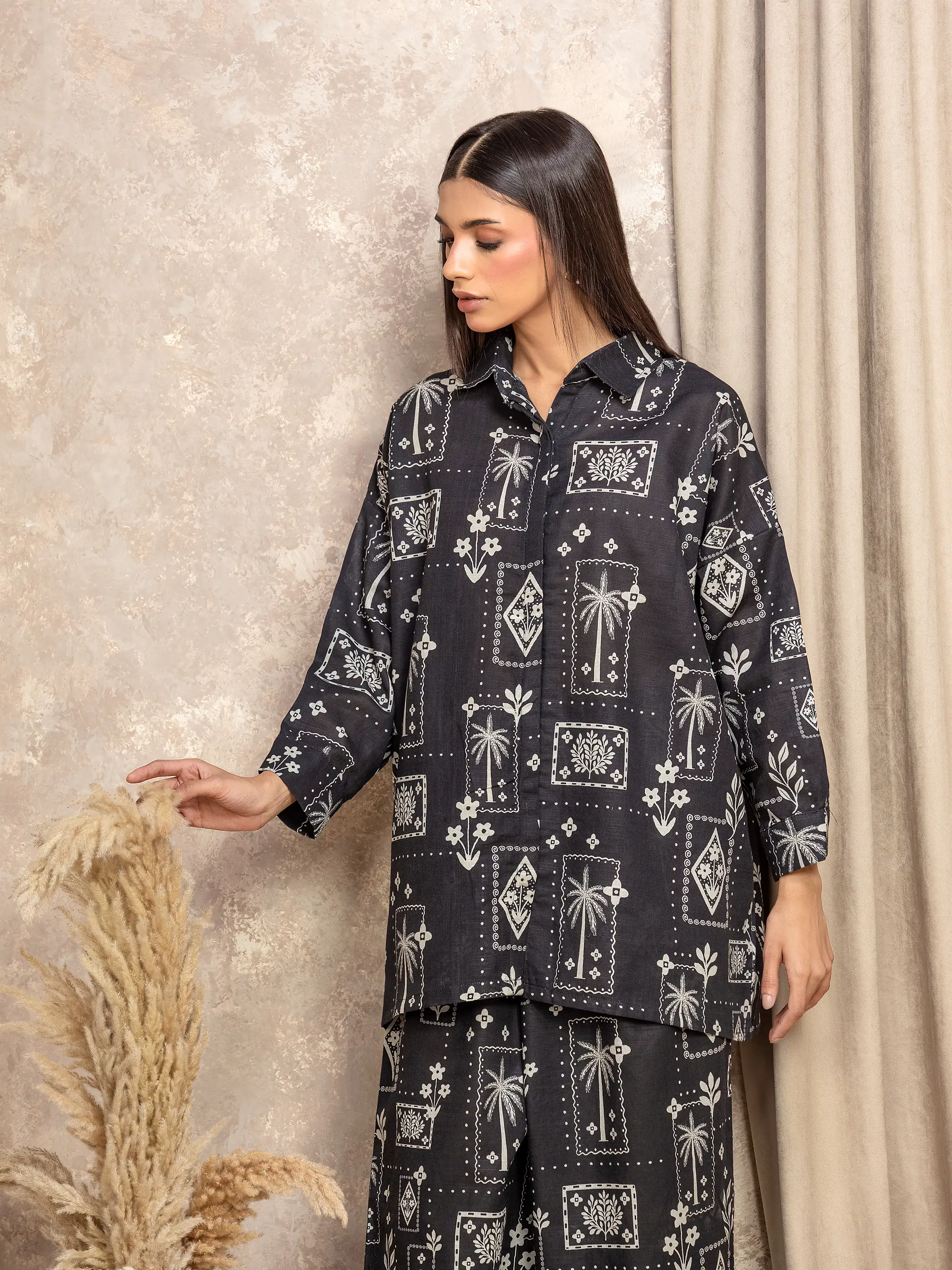 Printed Khaddar Co-Ord Set - EWTKP5-84029ST - Image 2