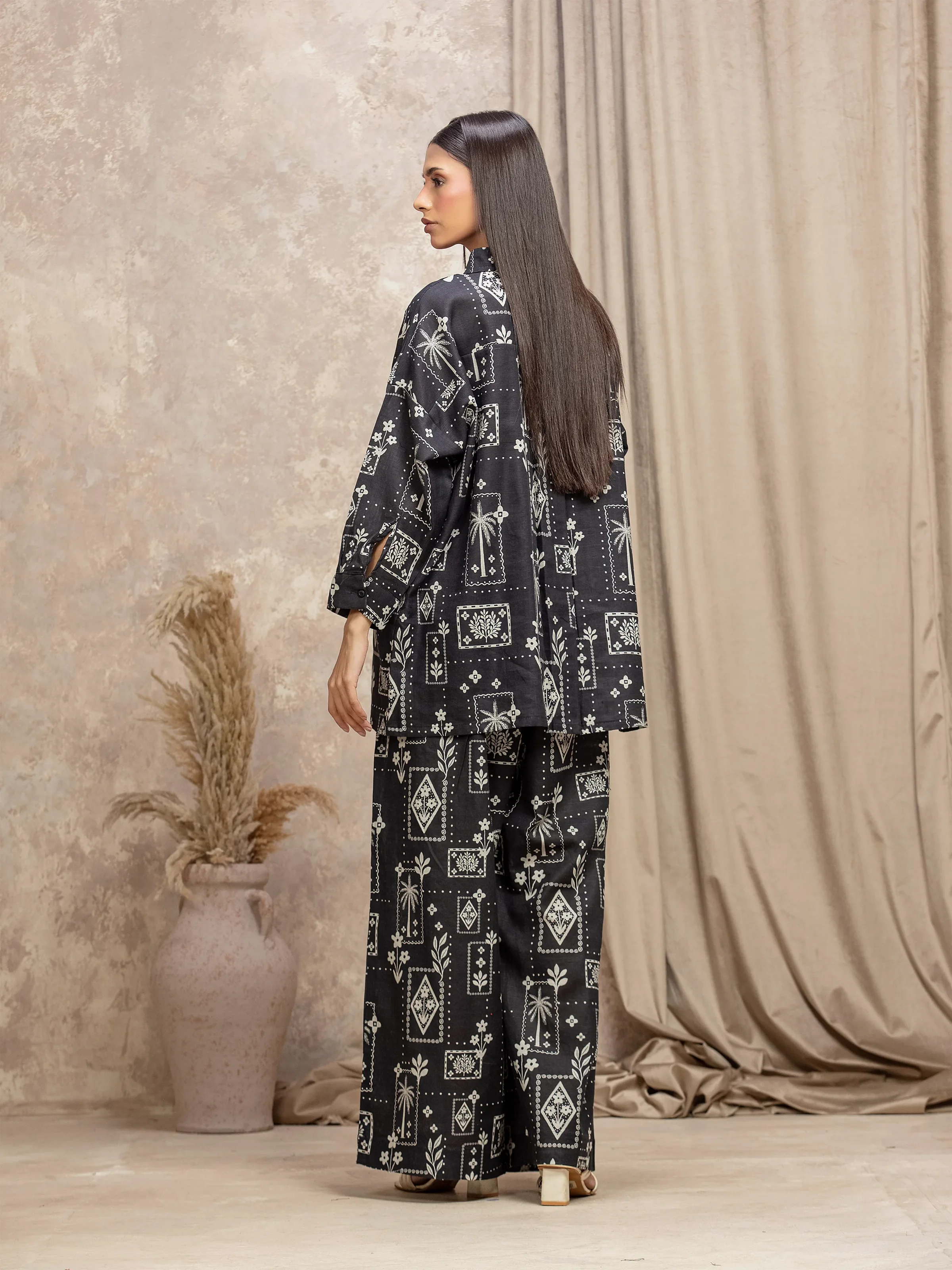 Printed Khaddar Co-Ord Set - EWTKP5-84029ST - Image 5