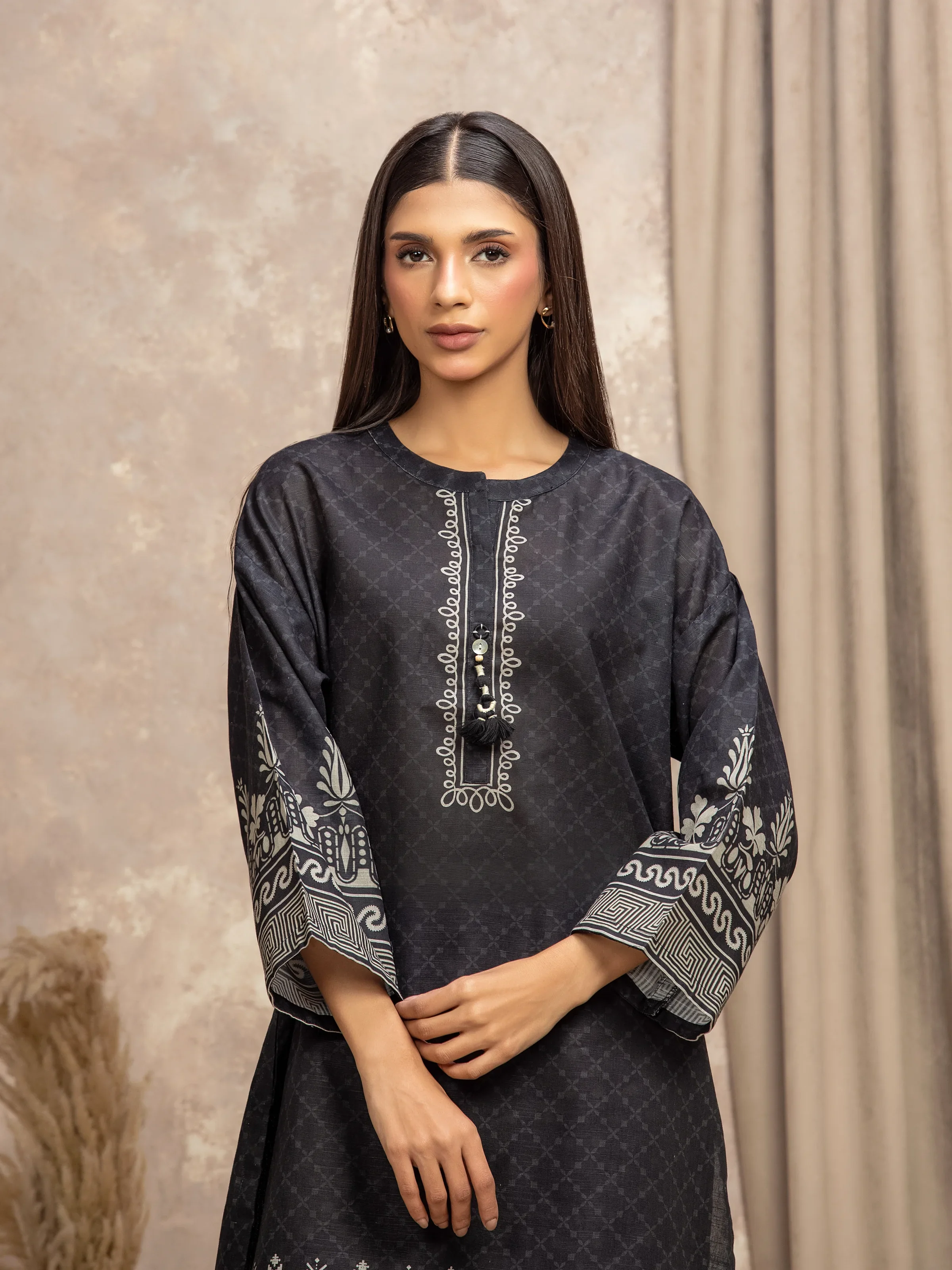 Printed Khaddar Co-Ord Set - EWTKP5-84036ST - Image 2