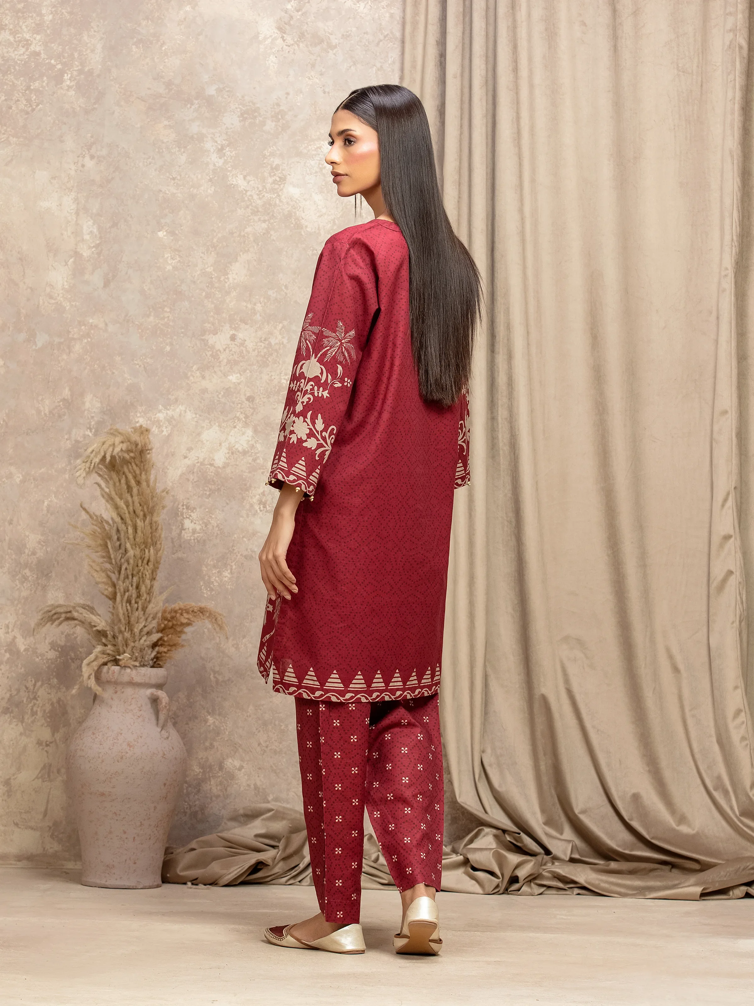 Printed Khaddar Co-Ord Set - EWTKP5-84040ST - Image 5