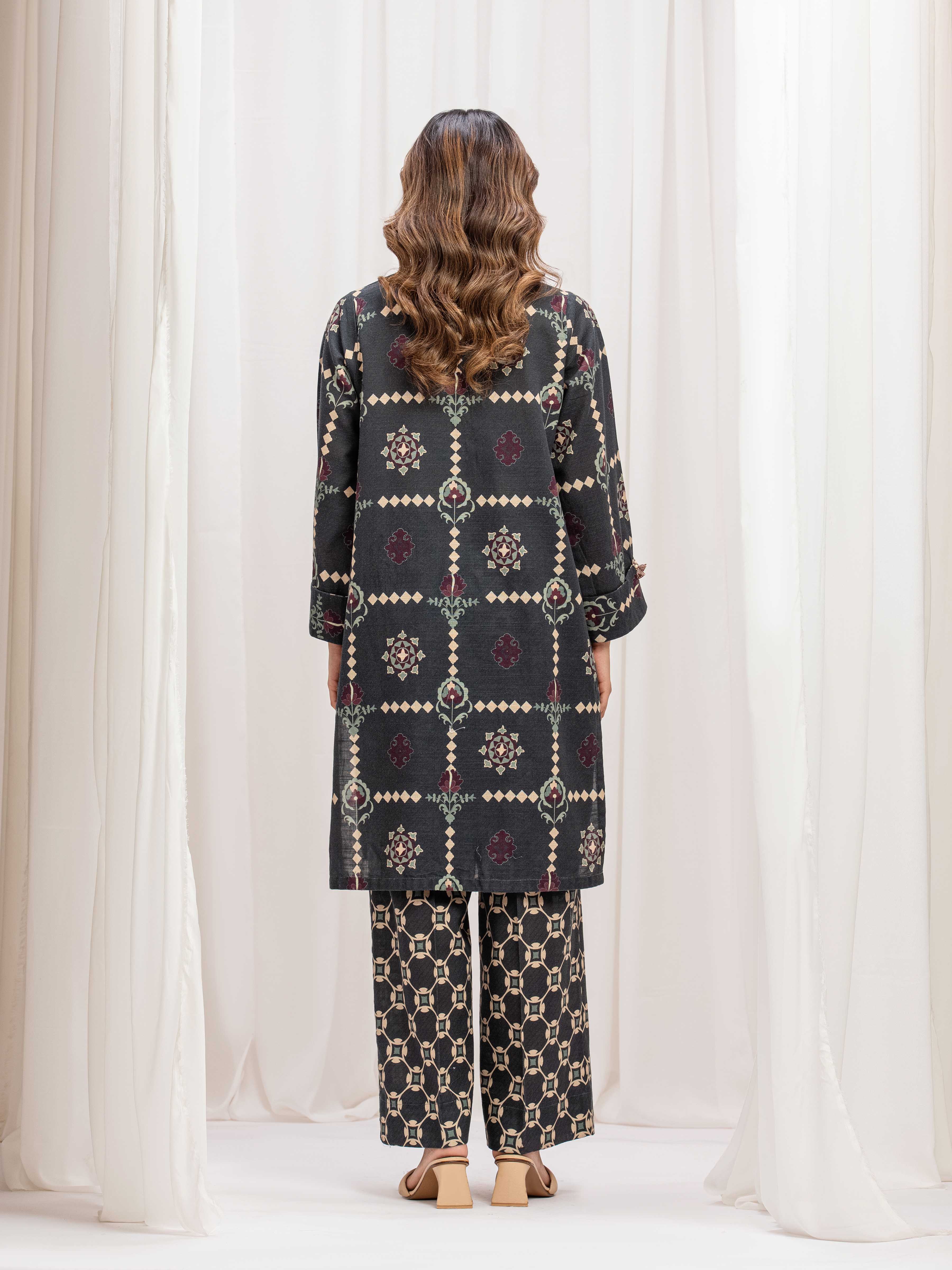 Printed Khaddar Co-Ord Set - EWTKP5-84042ST - Image 5