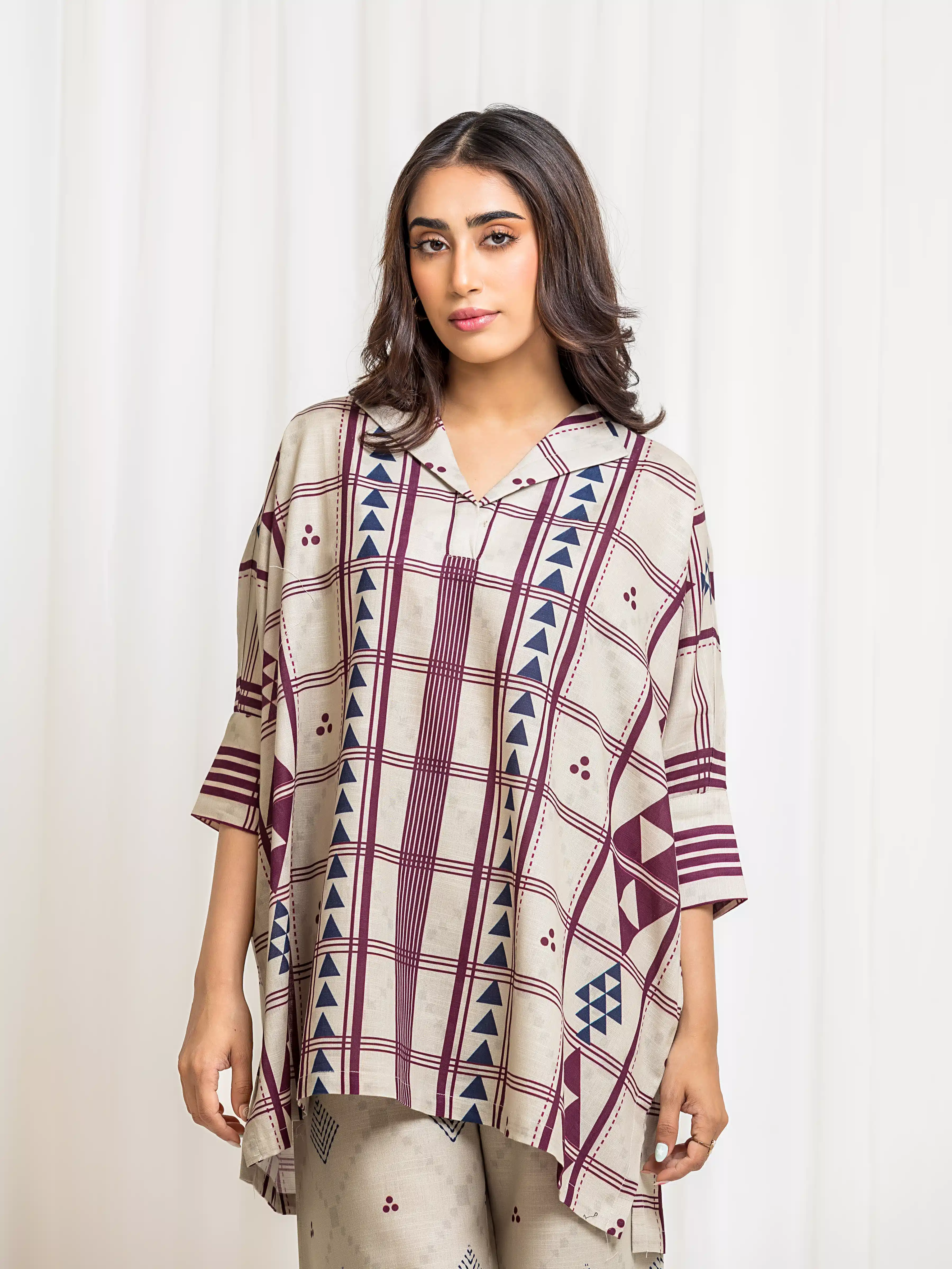 Printed Khaddar Co-Ord Set - EWTKP5-84090ST - Image 2