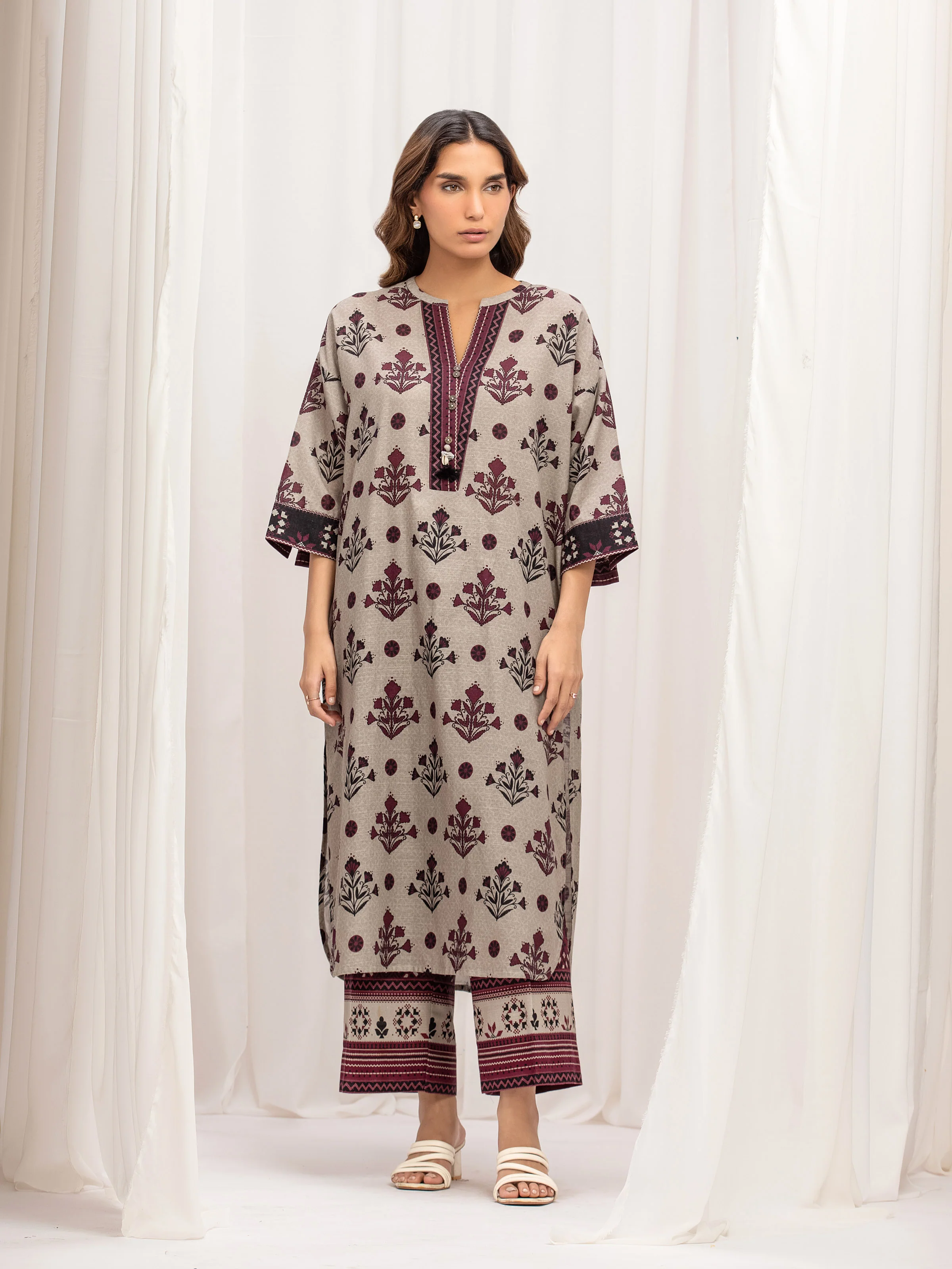Printed Khaddar Co-Ord Set - EWTKP5-84092ST