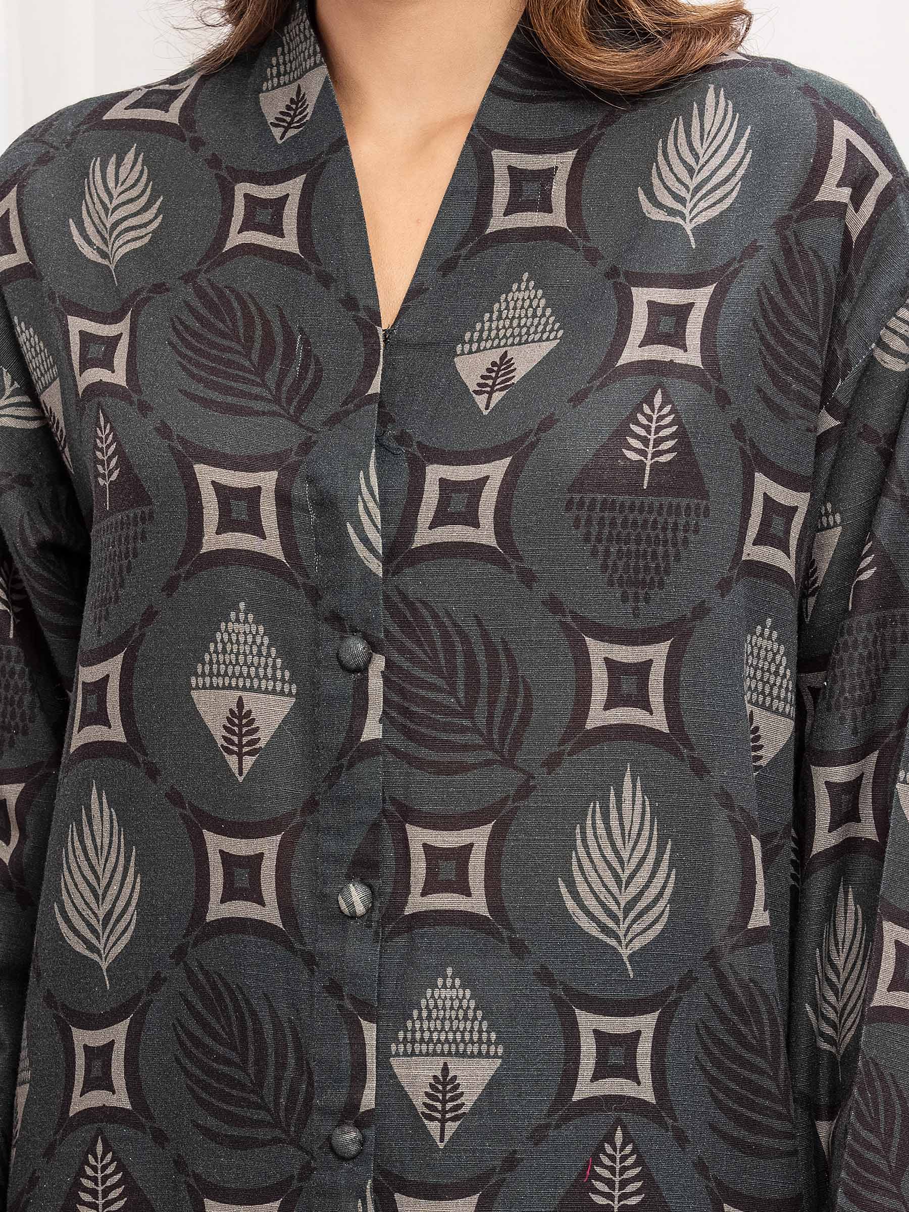 Printed Khaddar Co-Ord Set - EWTKP5-84099ST - Image 3