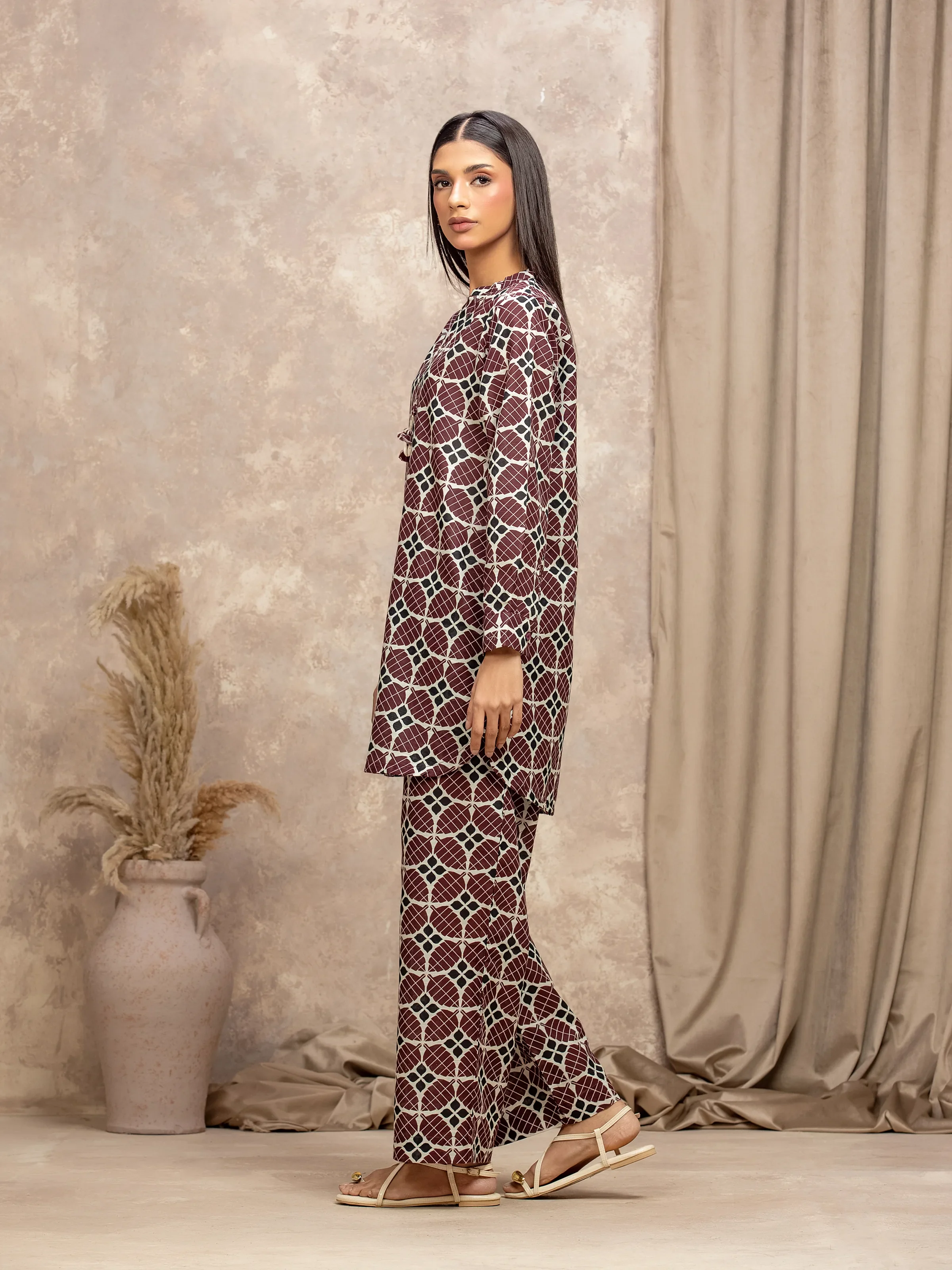 Printed Khaddar Co-Ord Set - EWTKP5-84101ST - Image 5