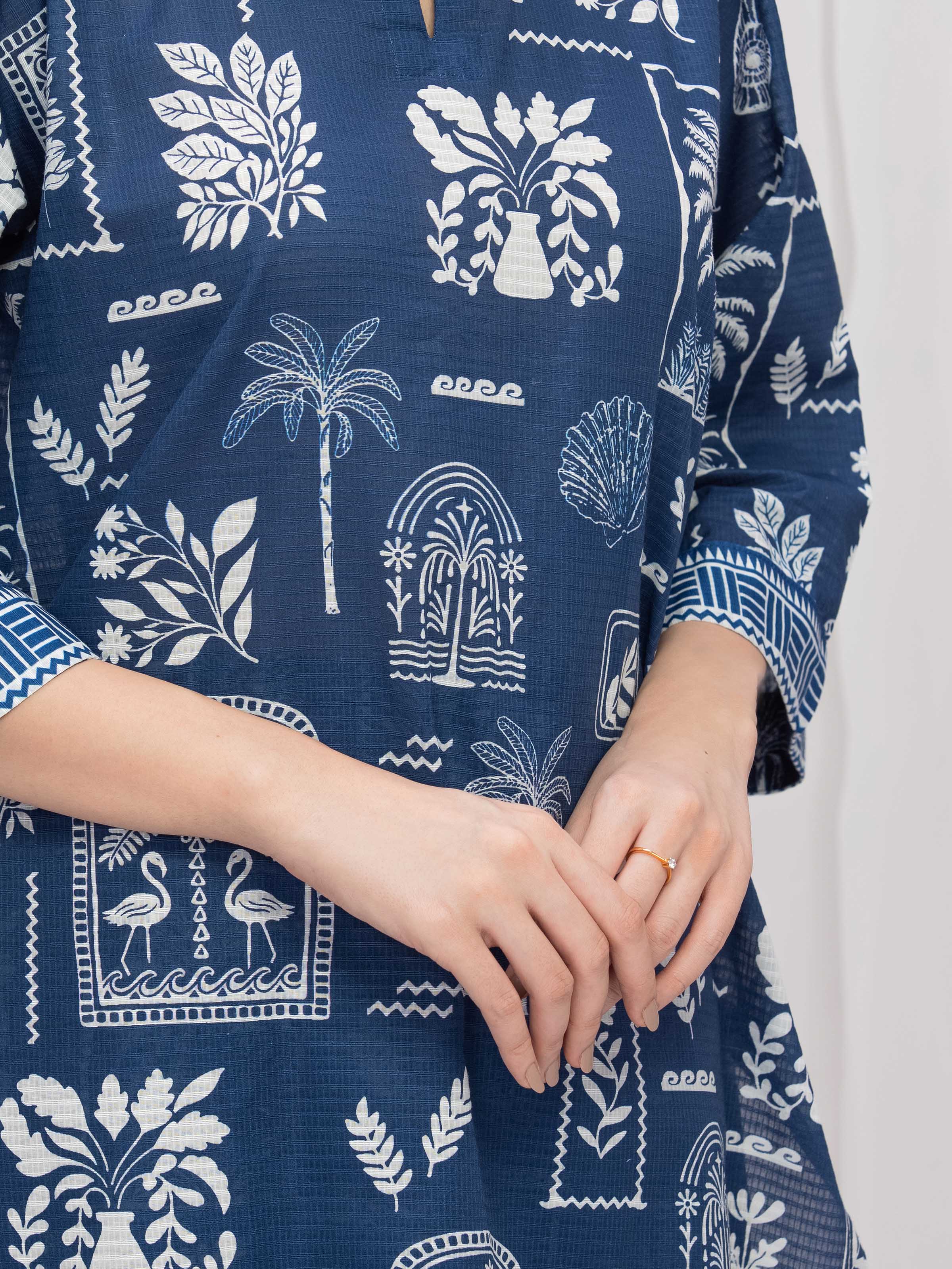 Printed Slub Lawn Co-Ord Set - EWTKP5-86012ST - Image 3