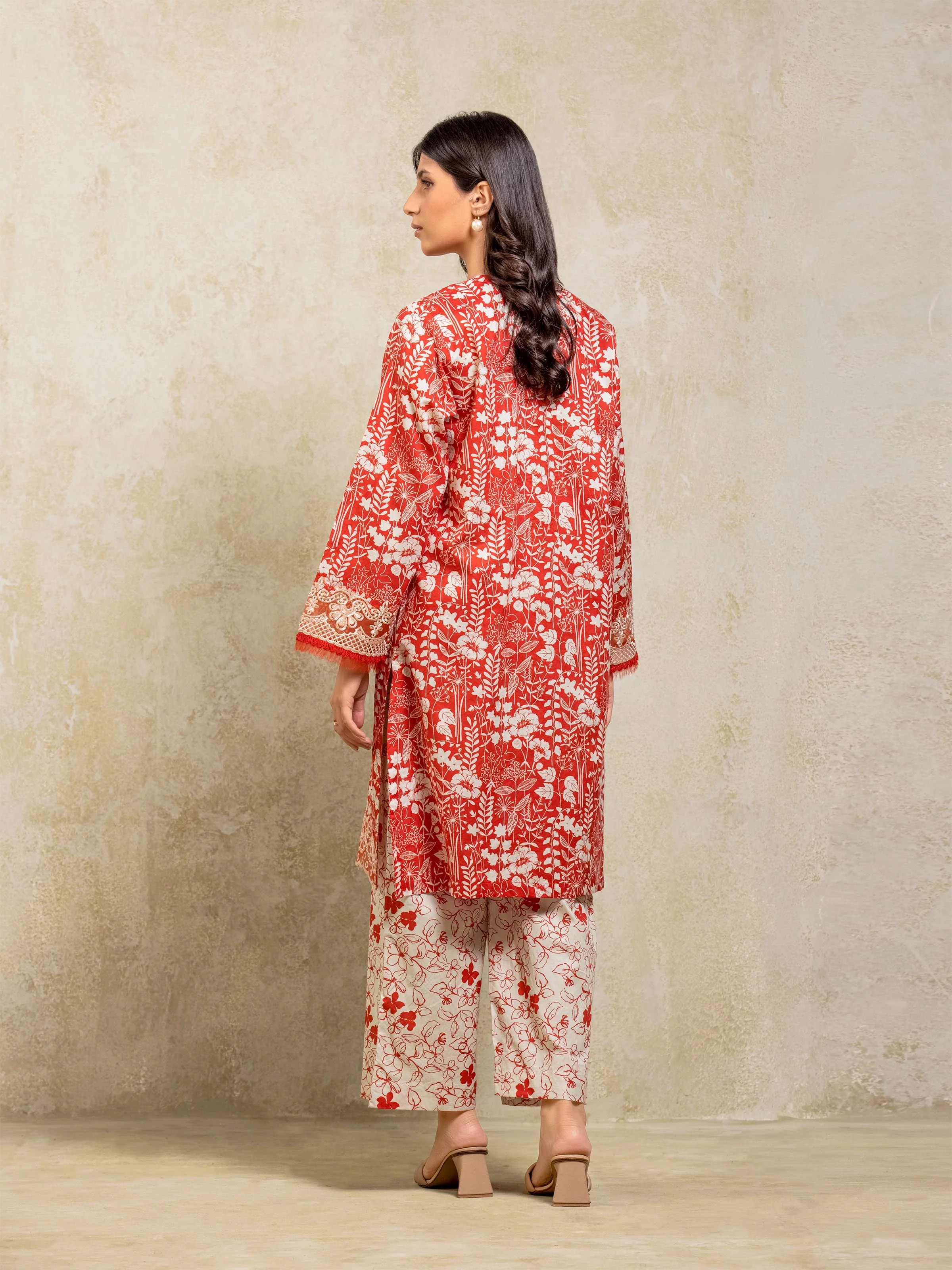 Printed Self Jacquard Co-Ord Set - EWTKP5-81685ST - Image 5