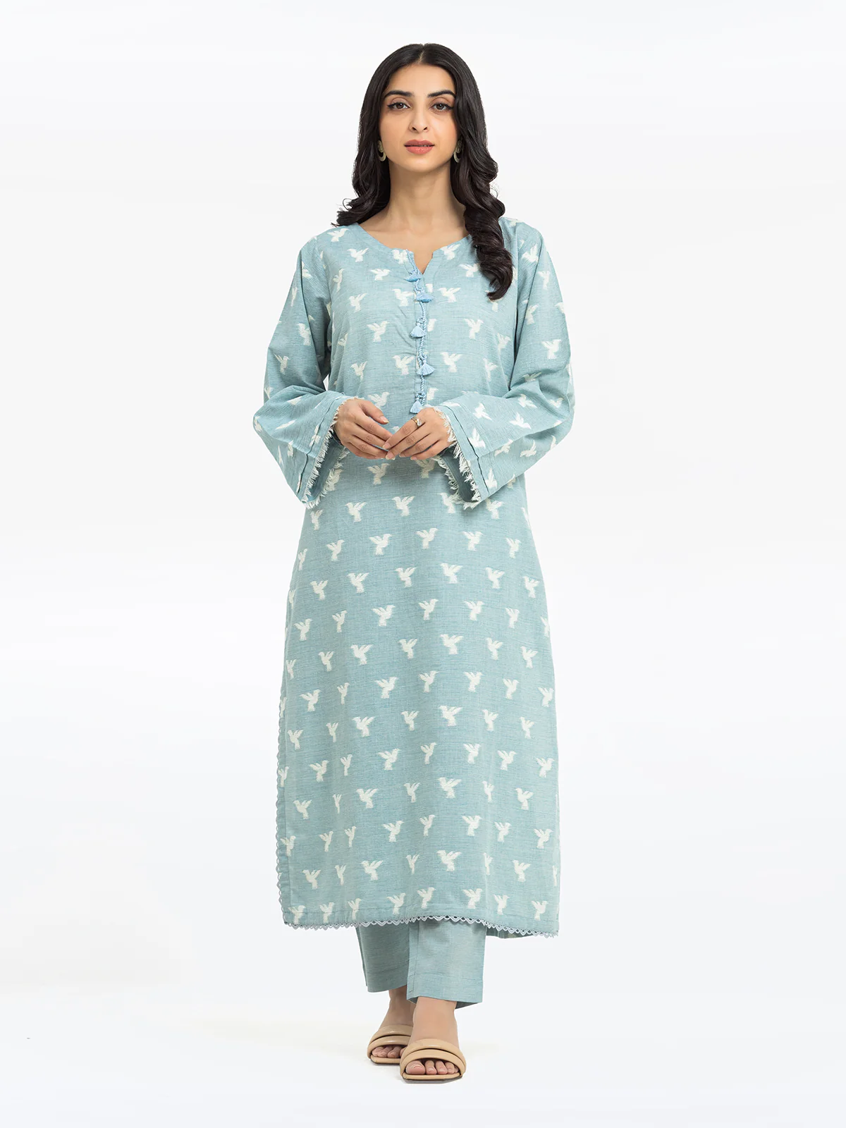 Printed Jacquard Shirt Trouser - EWTKS24-80090ST