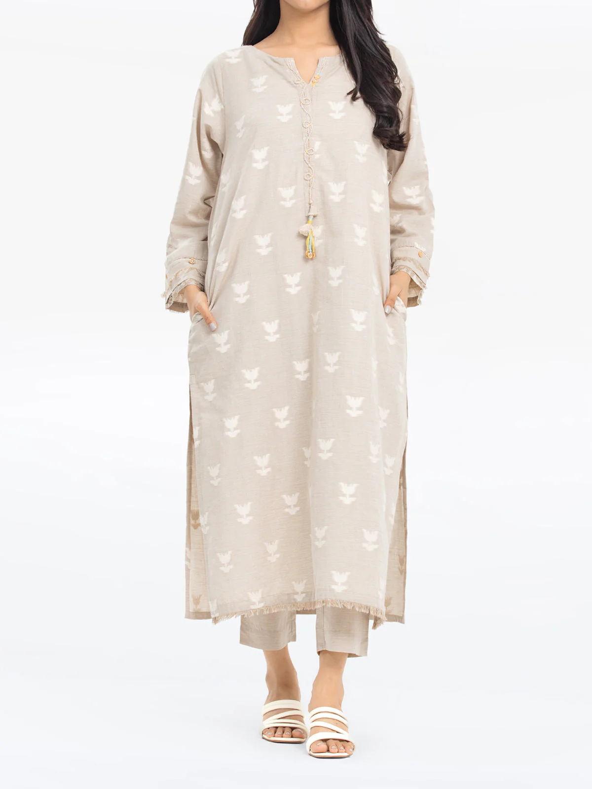 Printed Jacquard Shirt Trouser - EWTKS24-80091ST