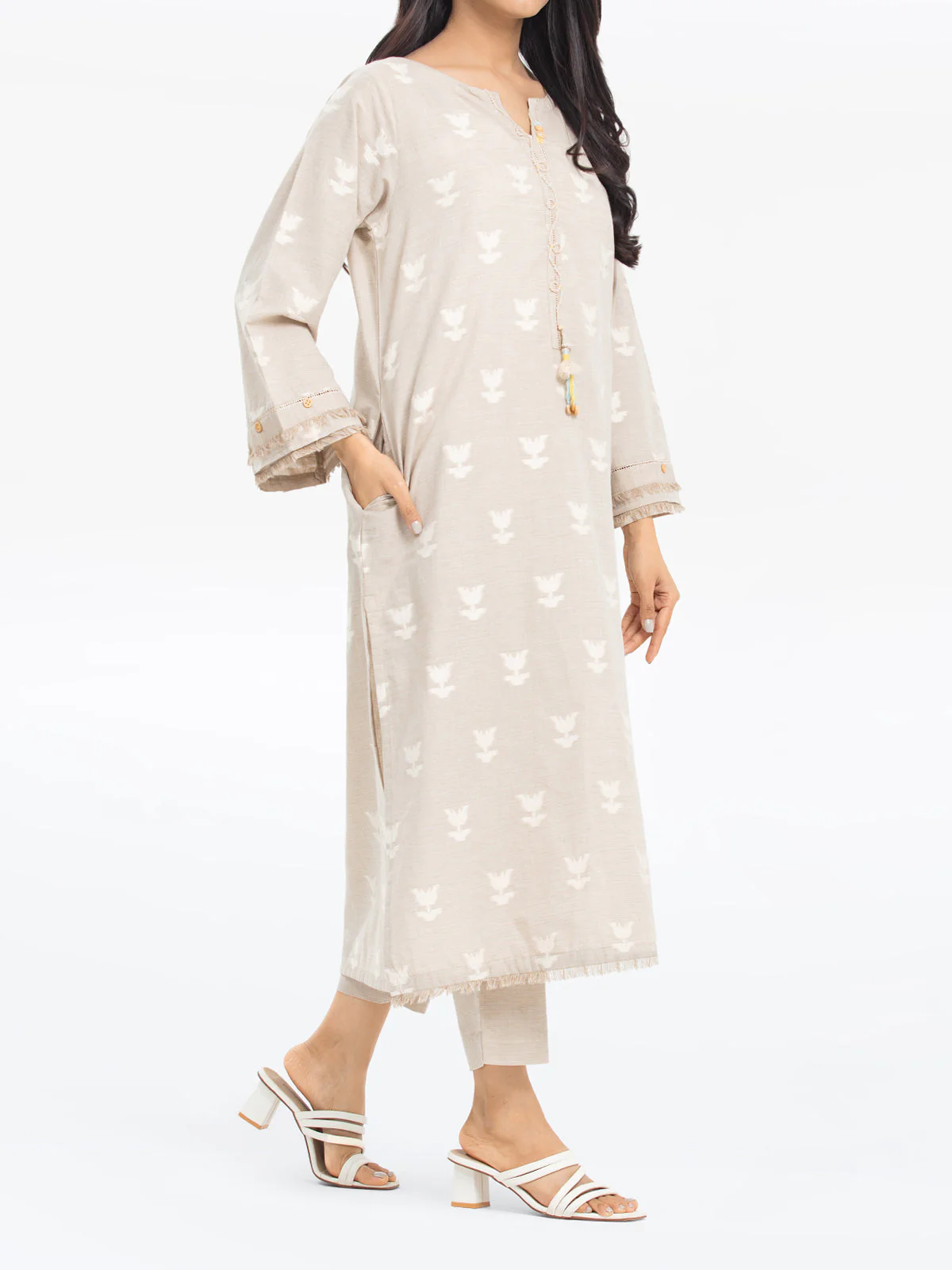 Printed Jacquard Shirt Trouser - EWTKS24-80091ST - Image 3