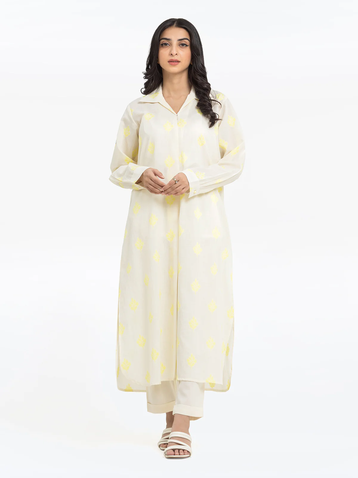 Printed Jacquard Shirt Trouser - EWTKS24-80097ST