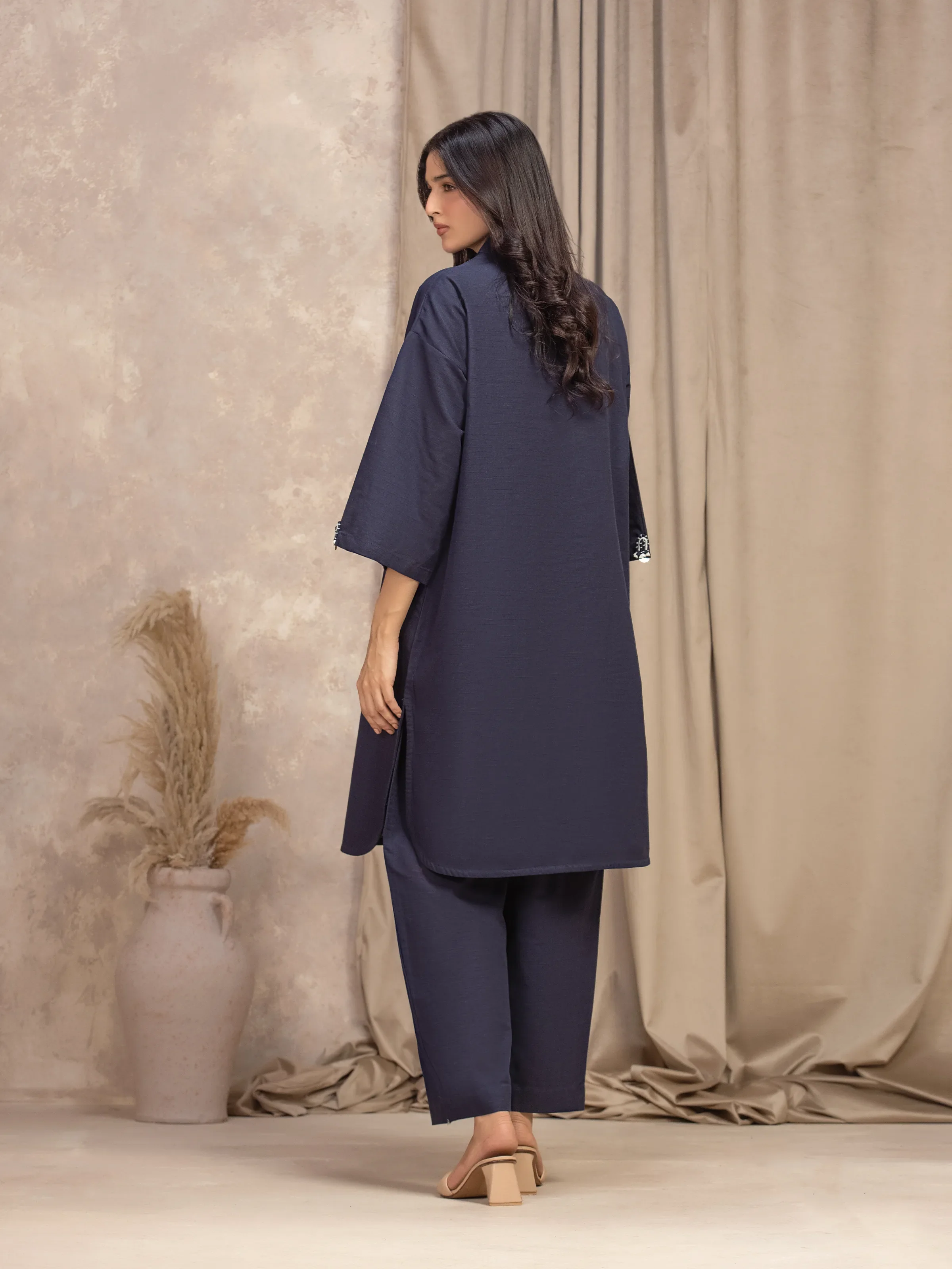 Solid Khaddar Co-Ord Set - EWTKS5-84022ST - Image 6