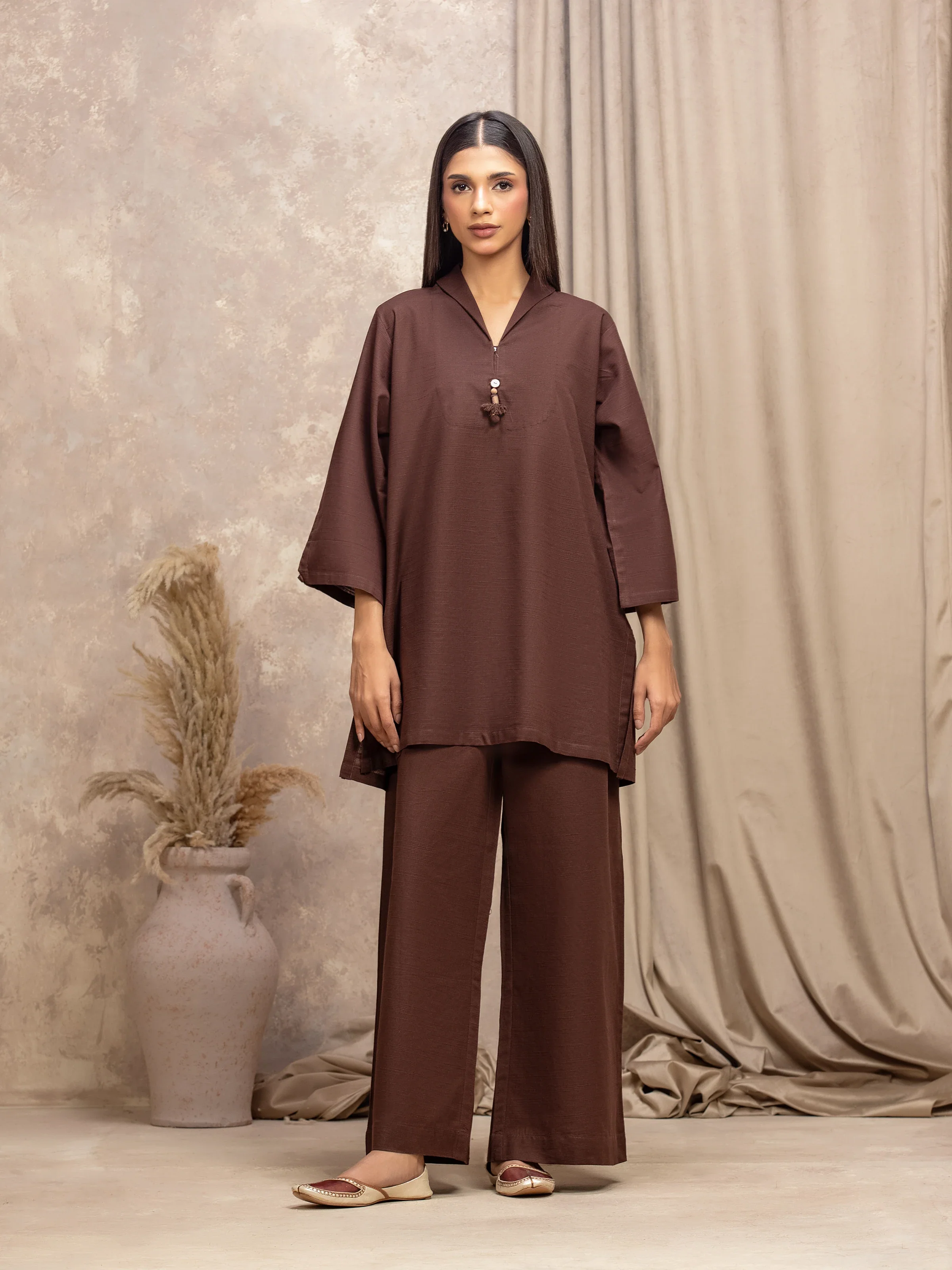Solid Khaddar Co-Ord Set - EWTKS5-84023ST