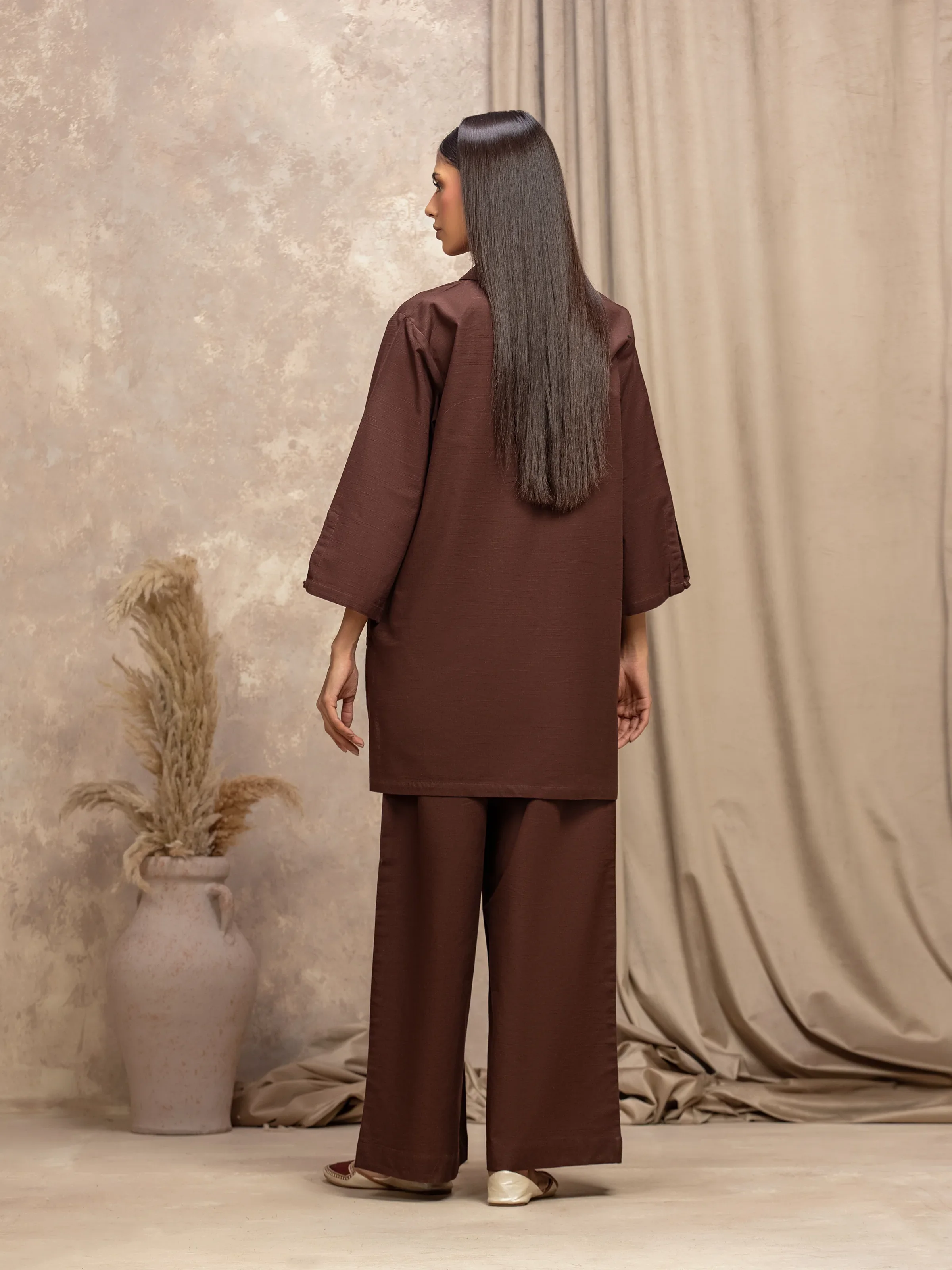 Solid Khaddar Co-Ord Set - EWTKS5-84023ST - Image 6