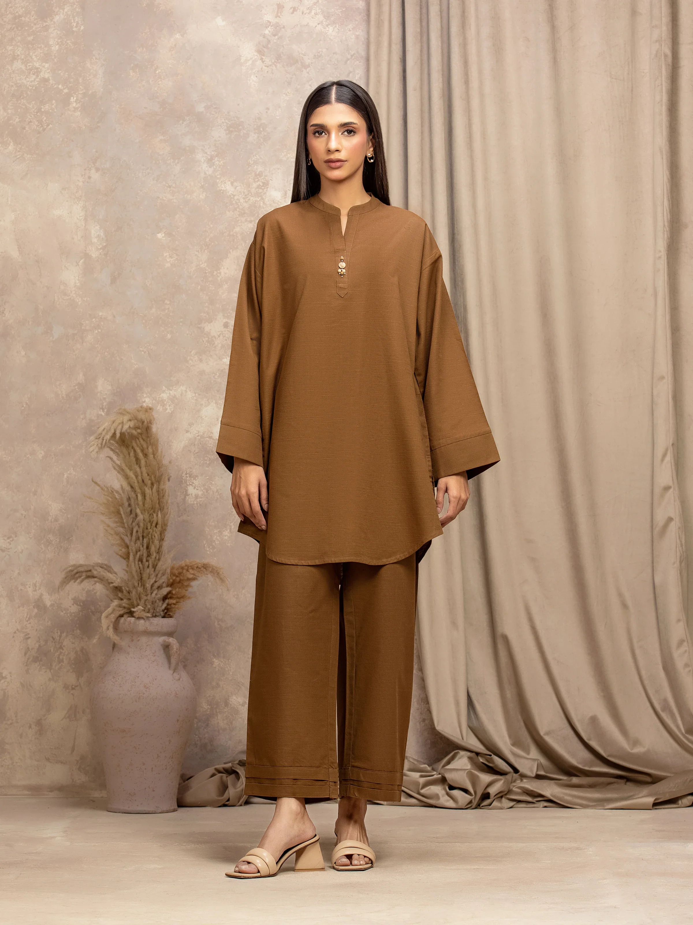Solid Khaddar Co-Ord Set - EWTKS5-84024ST