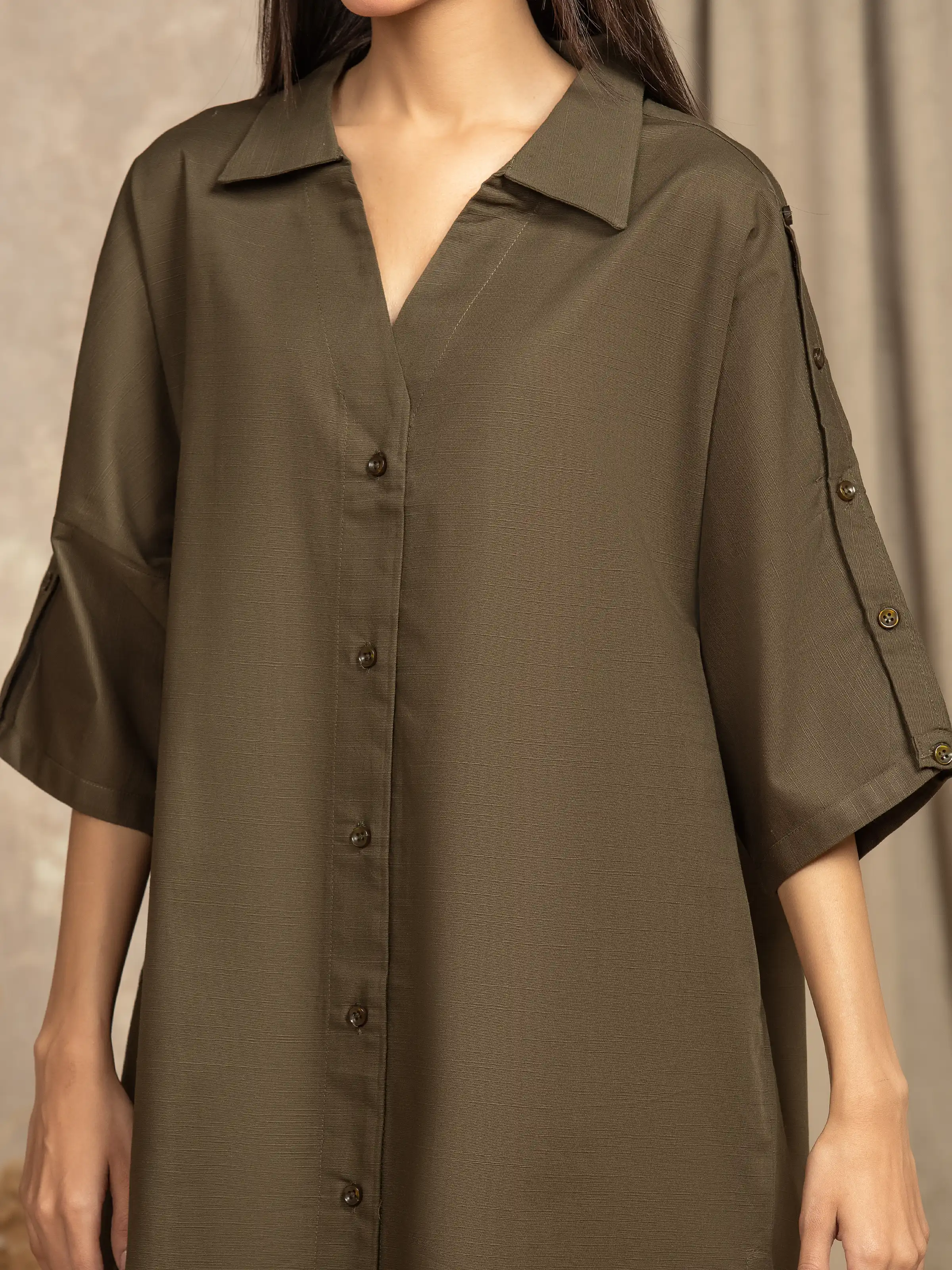 Solid Khaddar Co-Ord Set - EWTKS5-84048ST - Image 3