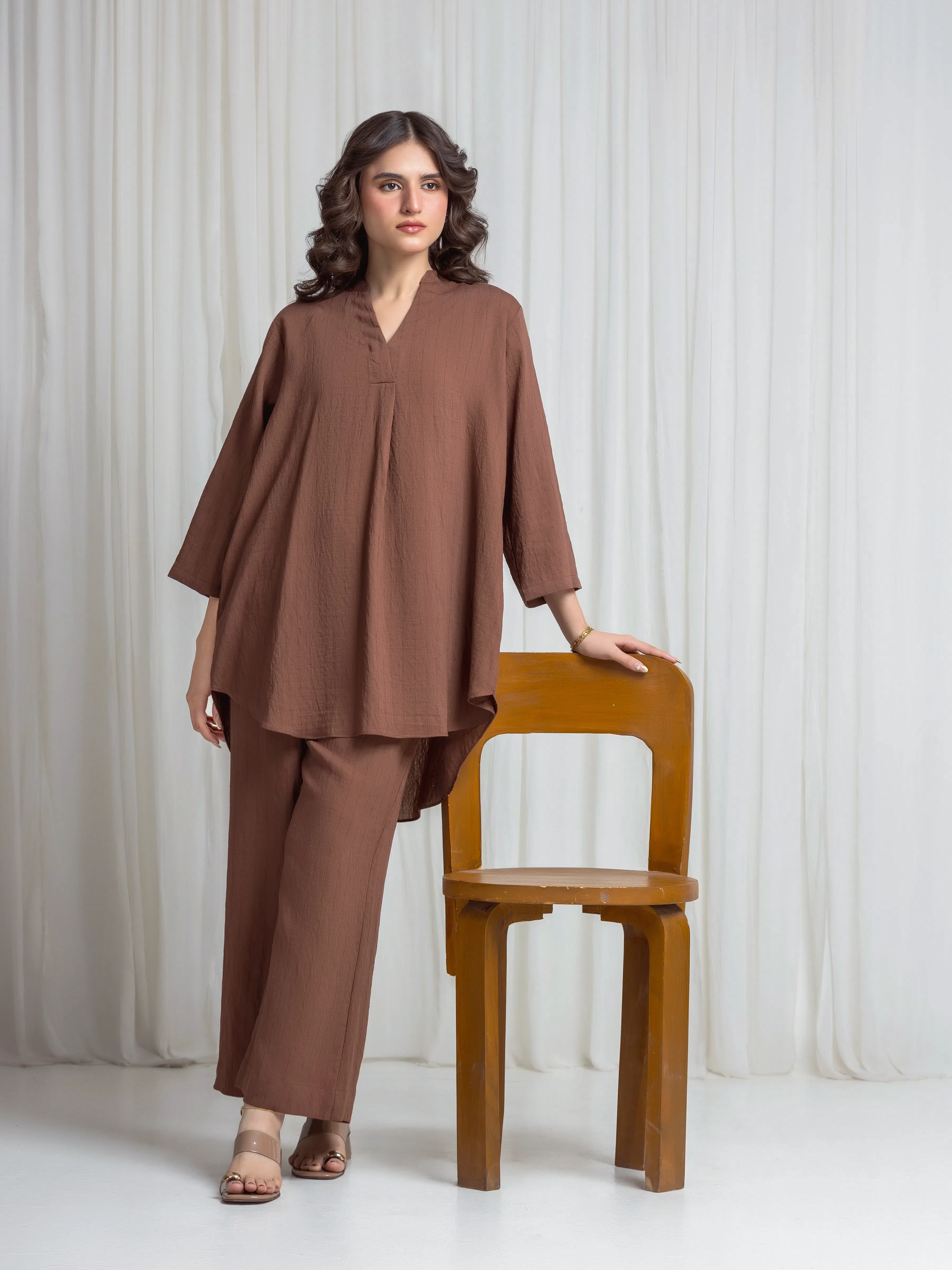 Solid Viscose Co-Ord Set - EWTKS6-86286ST