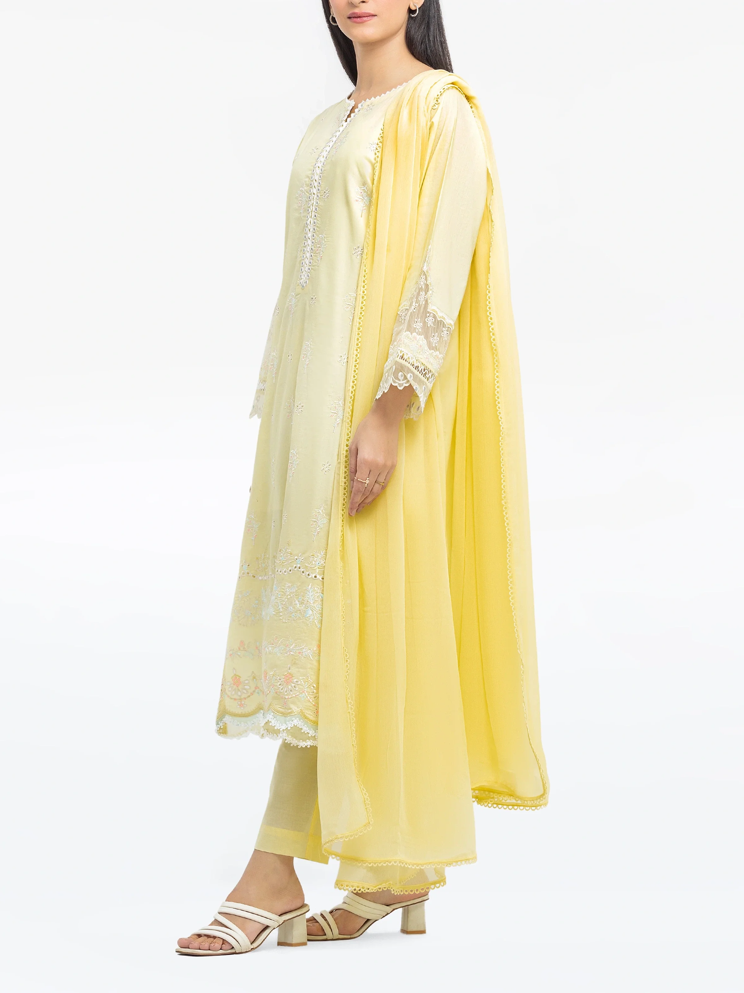 Embroidered Cambric Suit - EWTKE24-81044-3P - Image 5