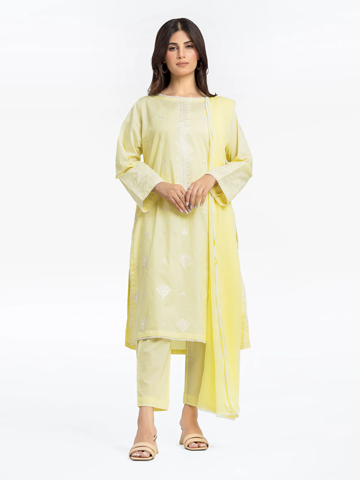 Embroidered Cambric Suit - EWTKE24-81056-3P - Image 2