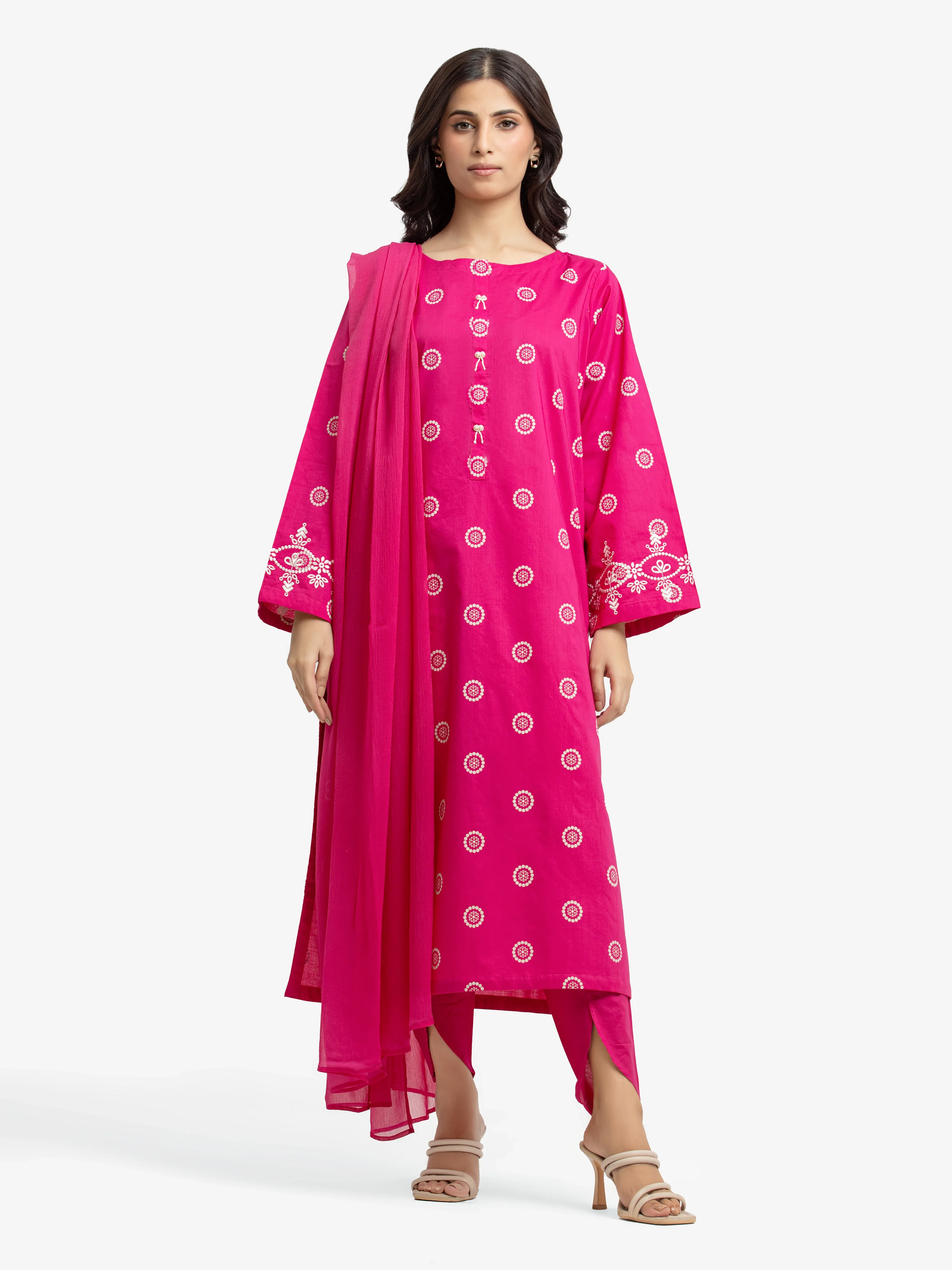 Embroidered Cambric Suit - EWTKE24-81065-3P - Image 2