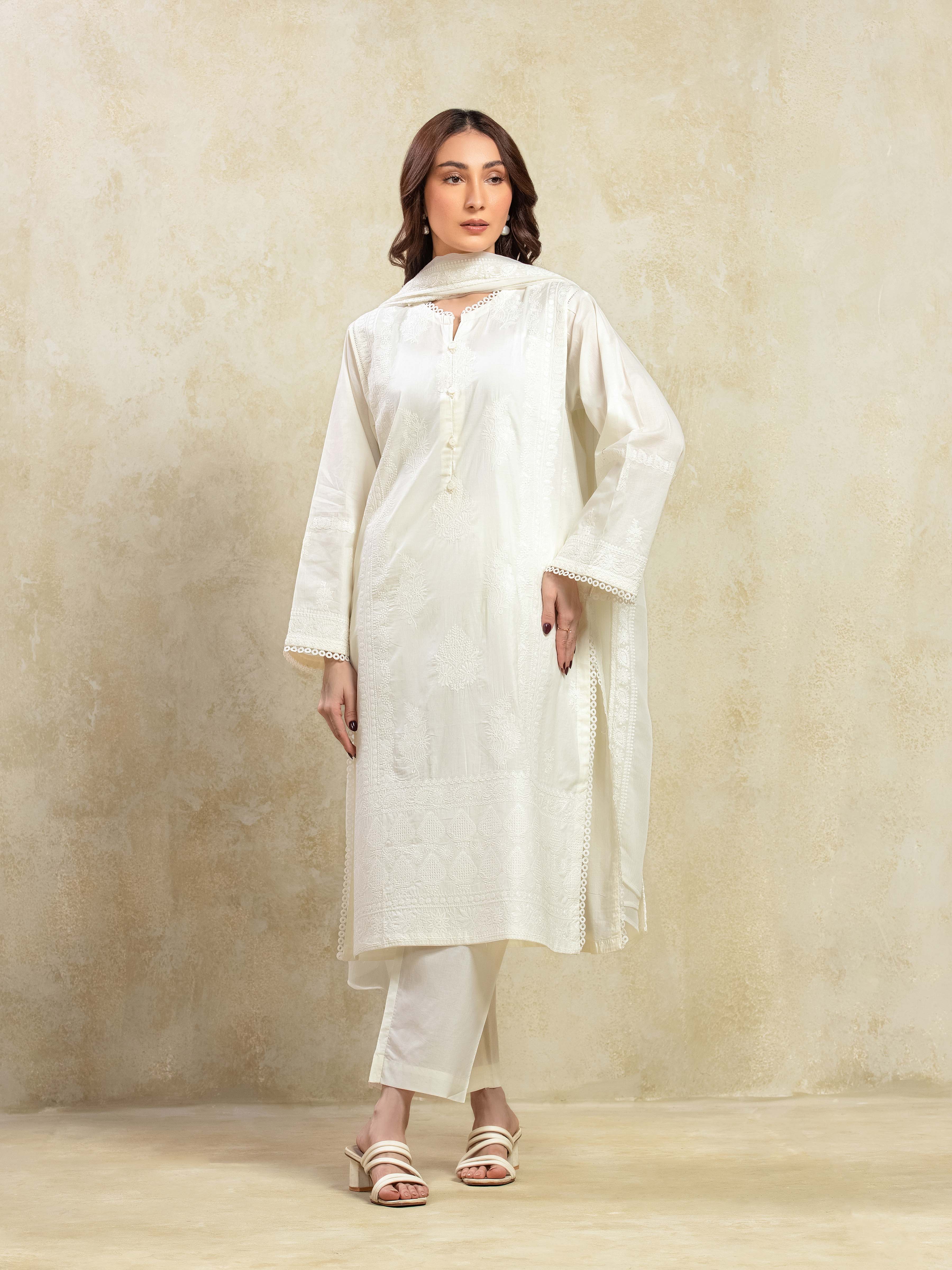 Embroidered Cambric Suit - EWTKE5-81098-3P