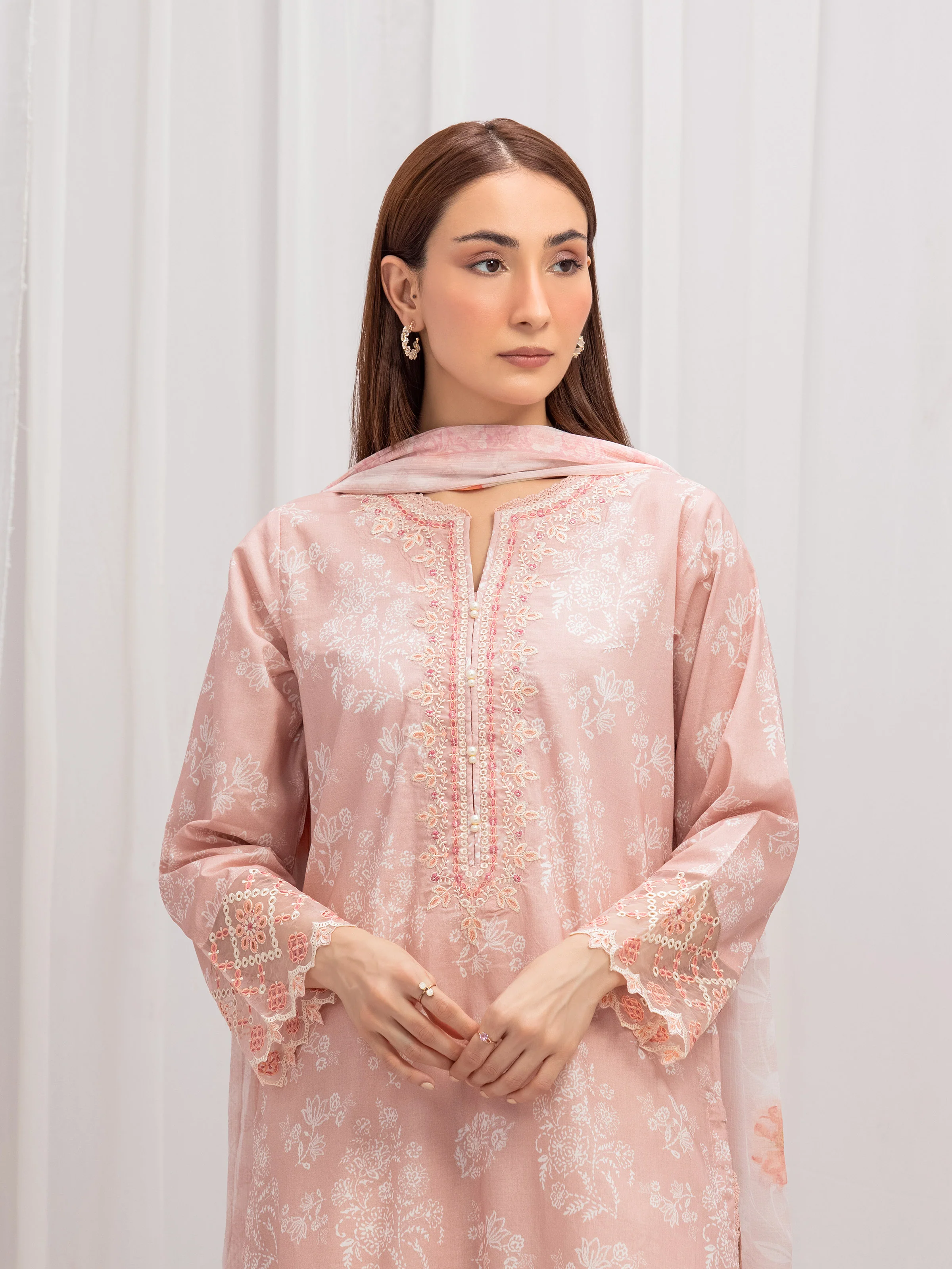 Embroidered Cambric Suit - EWTKE5-81733-3P - Image 2