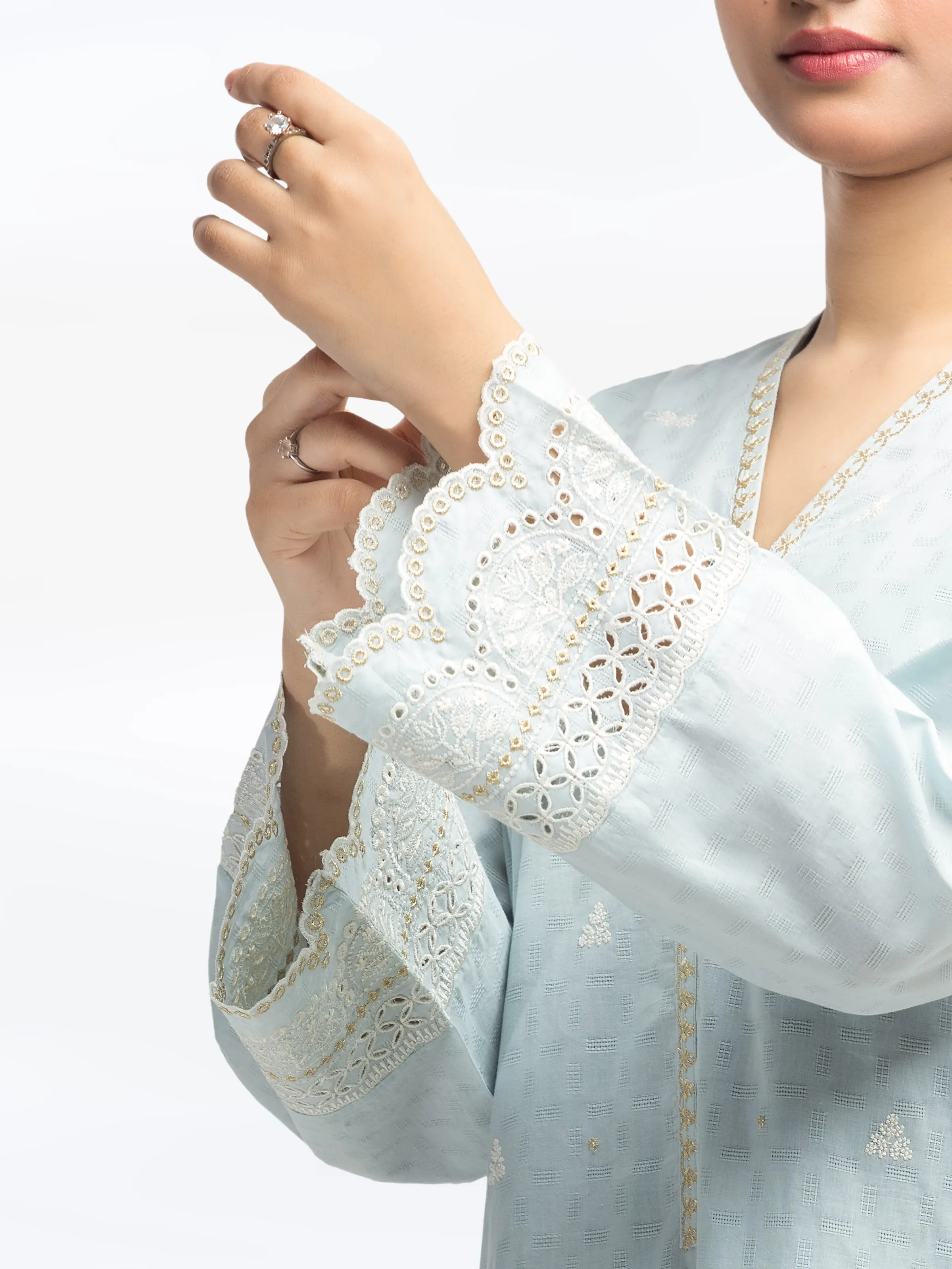 Embroidered Dobby Suit - EWTKE24-81326-3P - Image 4